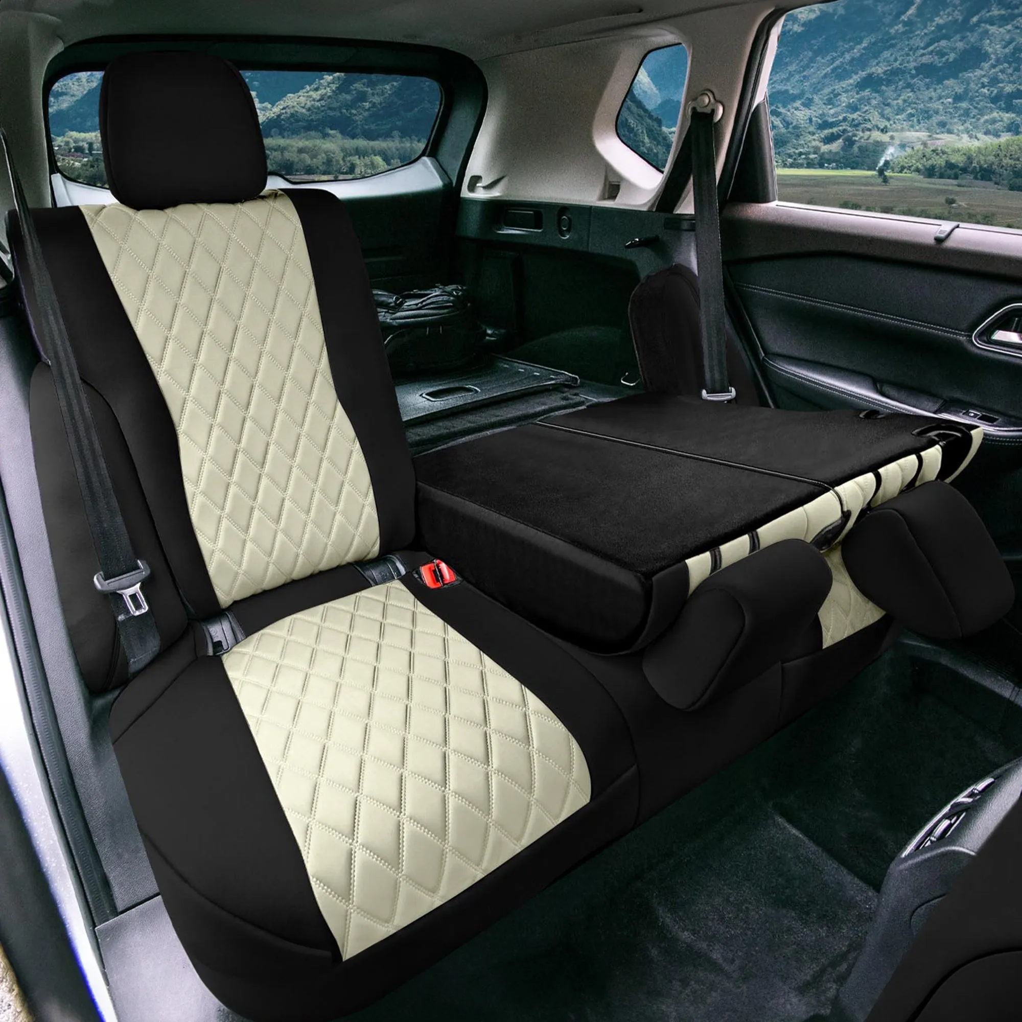 Nissan Rogue - 2021-2024 - Rear Set Seat Covers - Beige Ultraflex Neoprene
