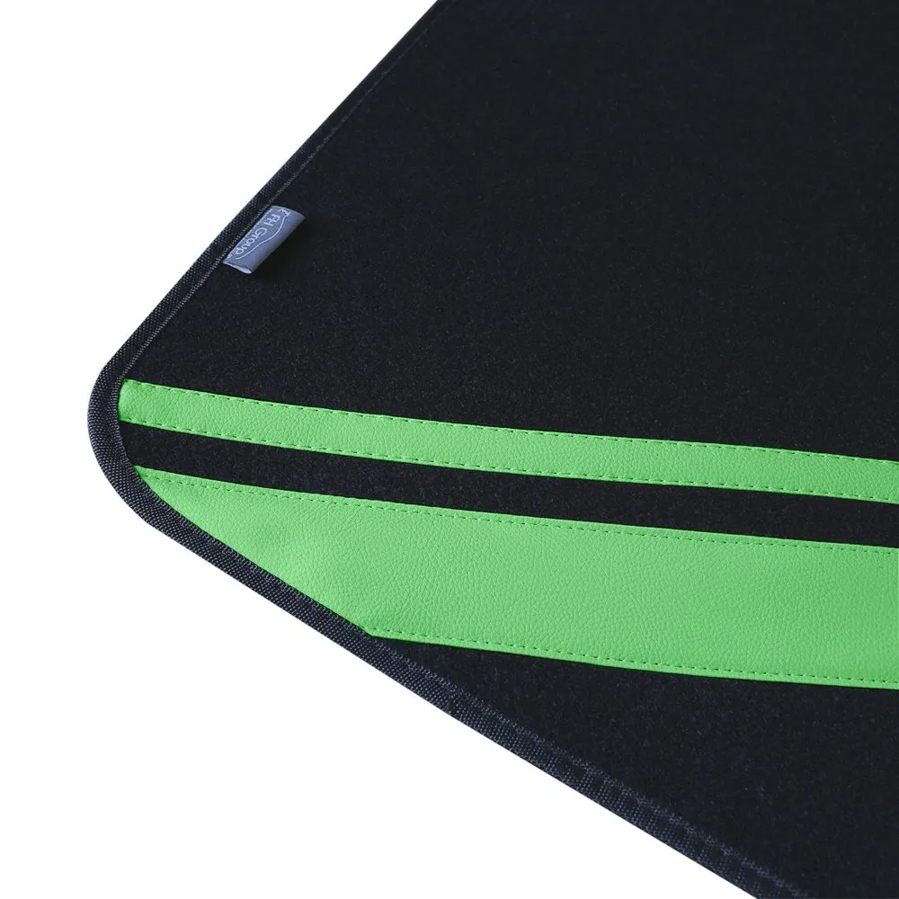 Non-Slip Carpet Floor Mats with Faux Leather Stripes - Full Set Green