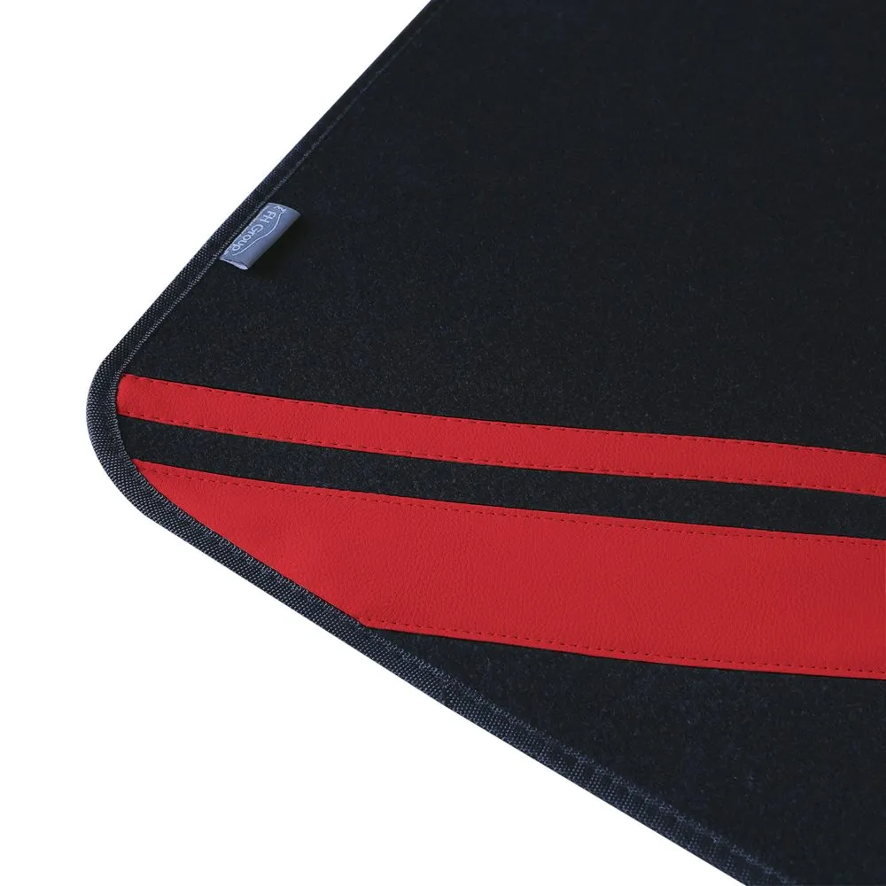Non-Slip Carpet Floor Mats with Faux Leather Stripes - Full Set Red