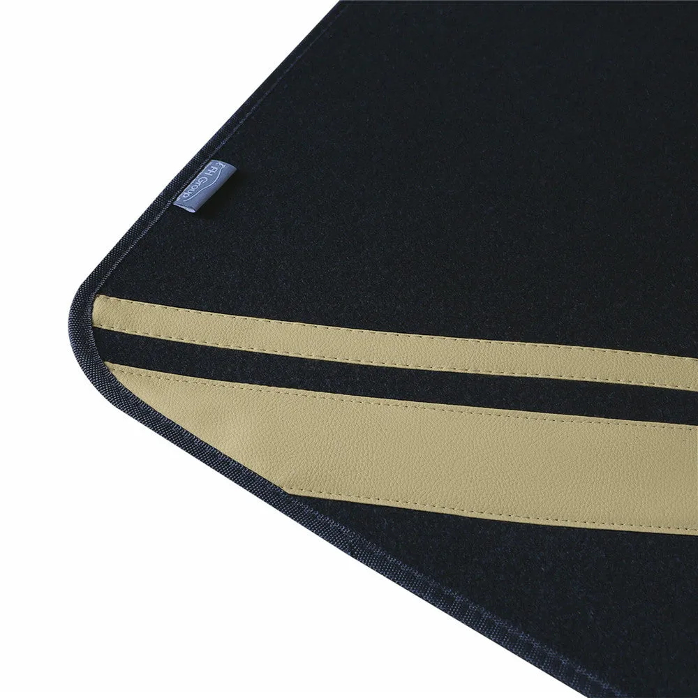 Non-Slip Carpet Floor Mats with Faux Leather Stripes - Full Set Yellow