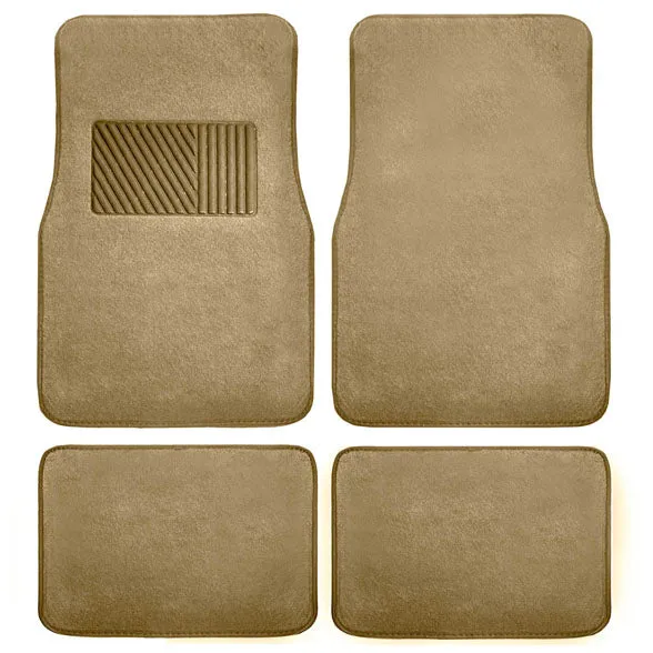 Non-Slip Carpet Floor Mats with Heel Pad - Full Set Beige