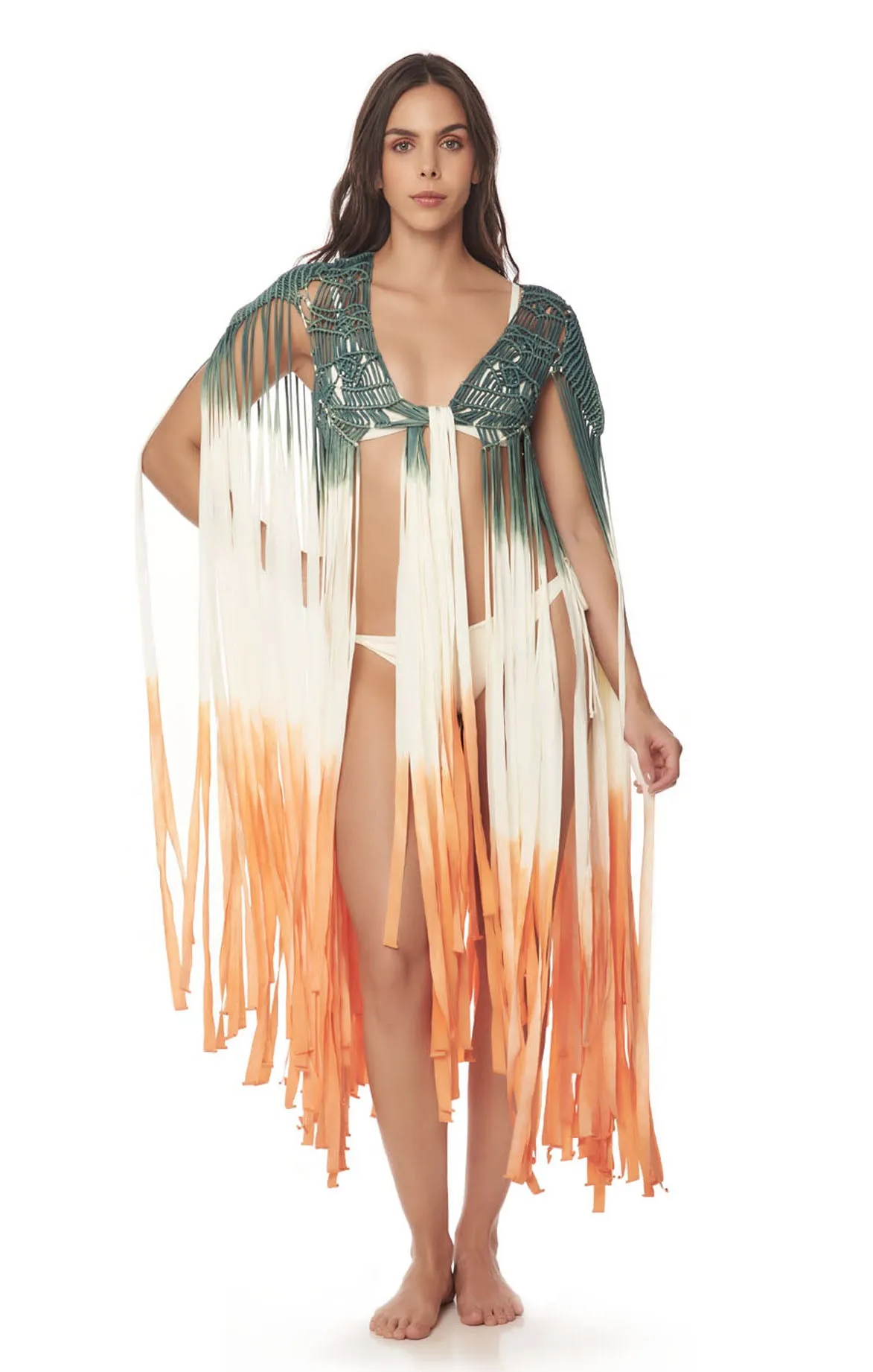 Orange Sunset Macramé Cape