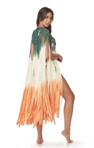 Orange Sunset Macramé Cape