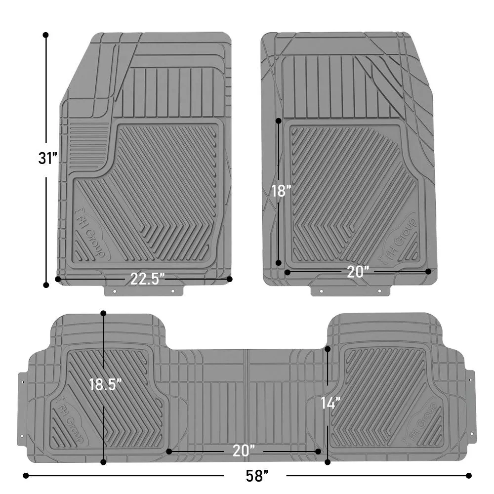 Oversized Full Coverage Protective ClimaProof Trimmable Non-Slip Rubber Floor Mats - Full Set Gray