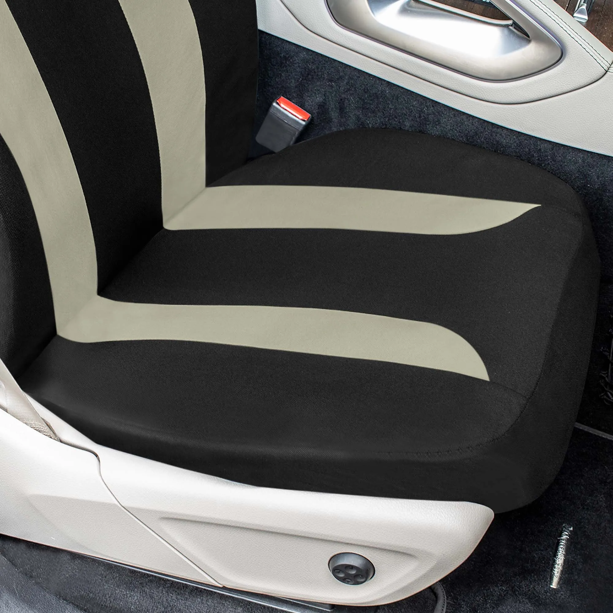 Polished and Chic Flat Cloth Car Seat Covers Full Set - Beige