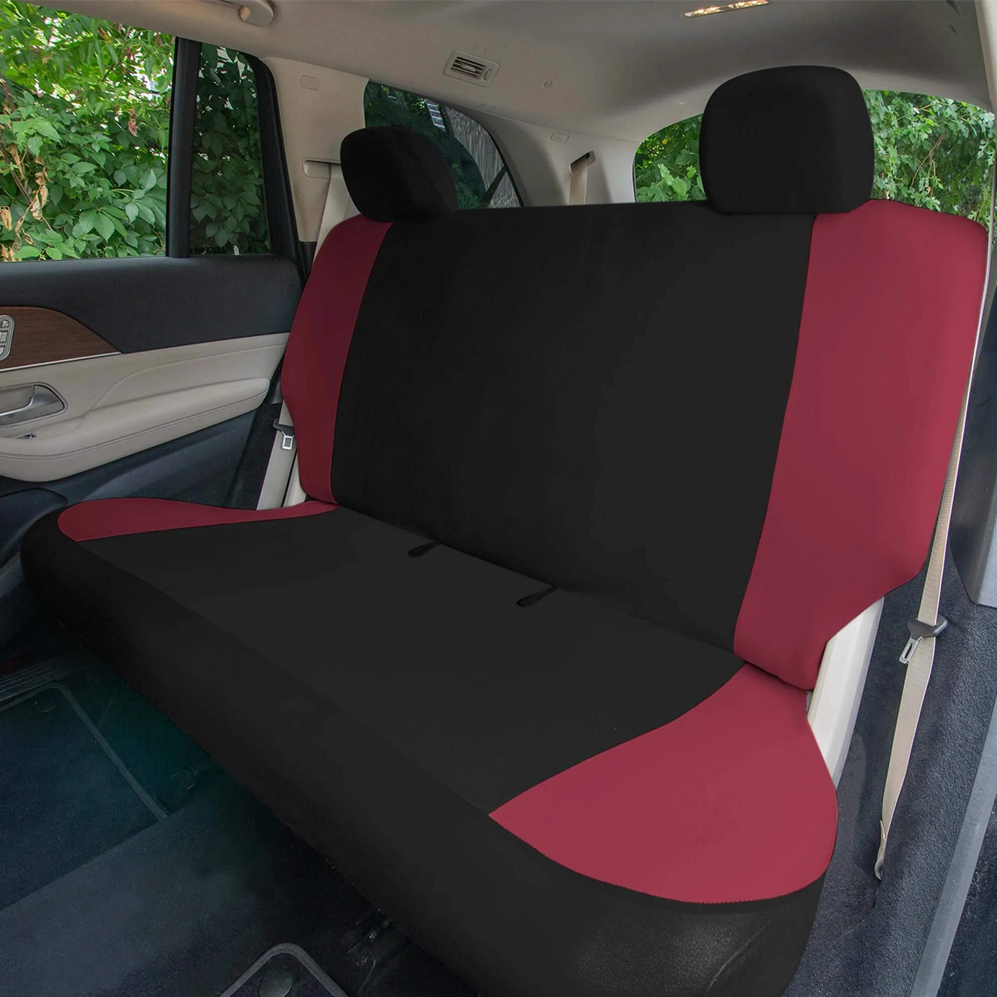 Polished and Chic Flat Cloth Car Seat Covers Full Set - Burgundy