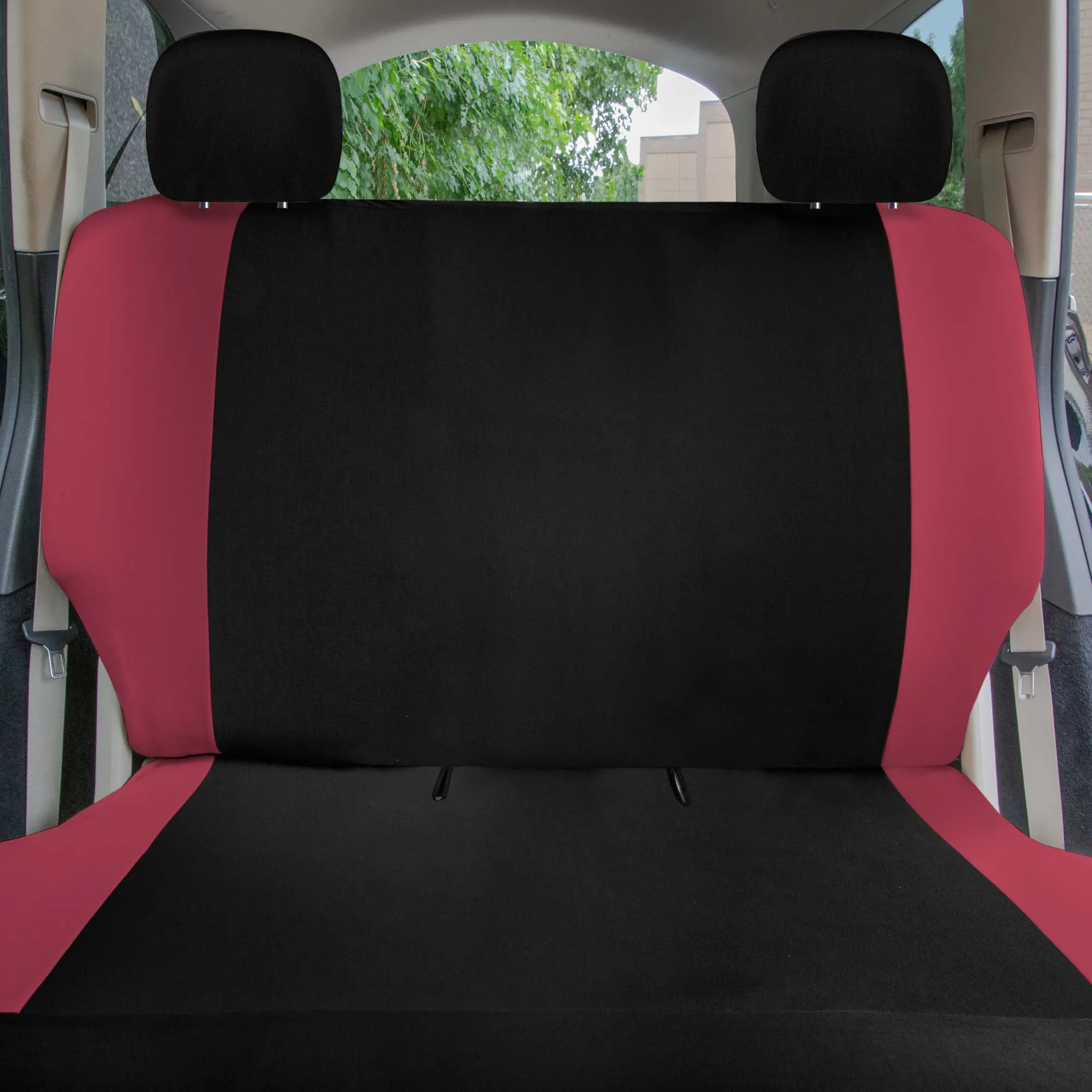 Polished and Chic Flat Cloth Car Seat Covers Full Set - Burgundy