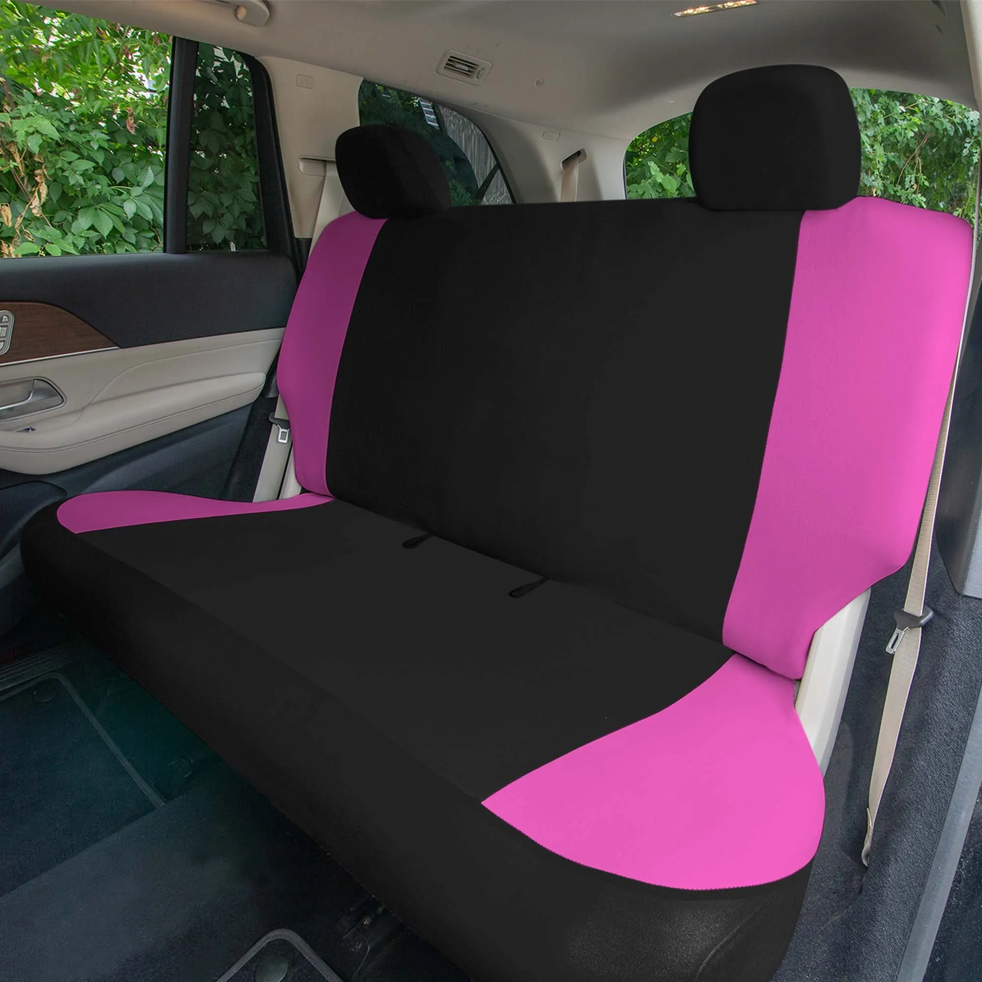 Polished and Chic Flat Cloth Car Seat Covers Full Set - Pink