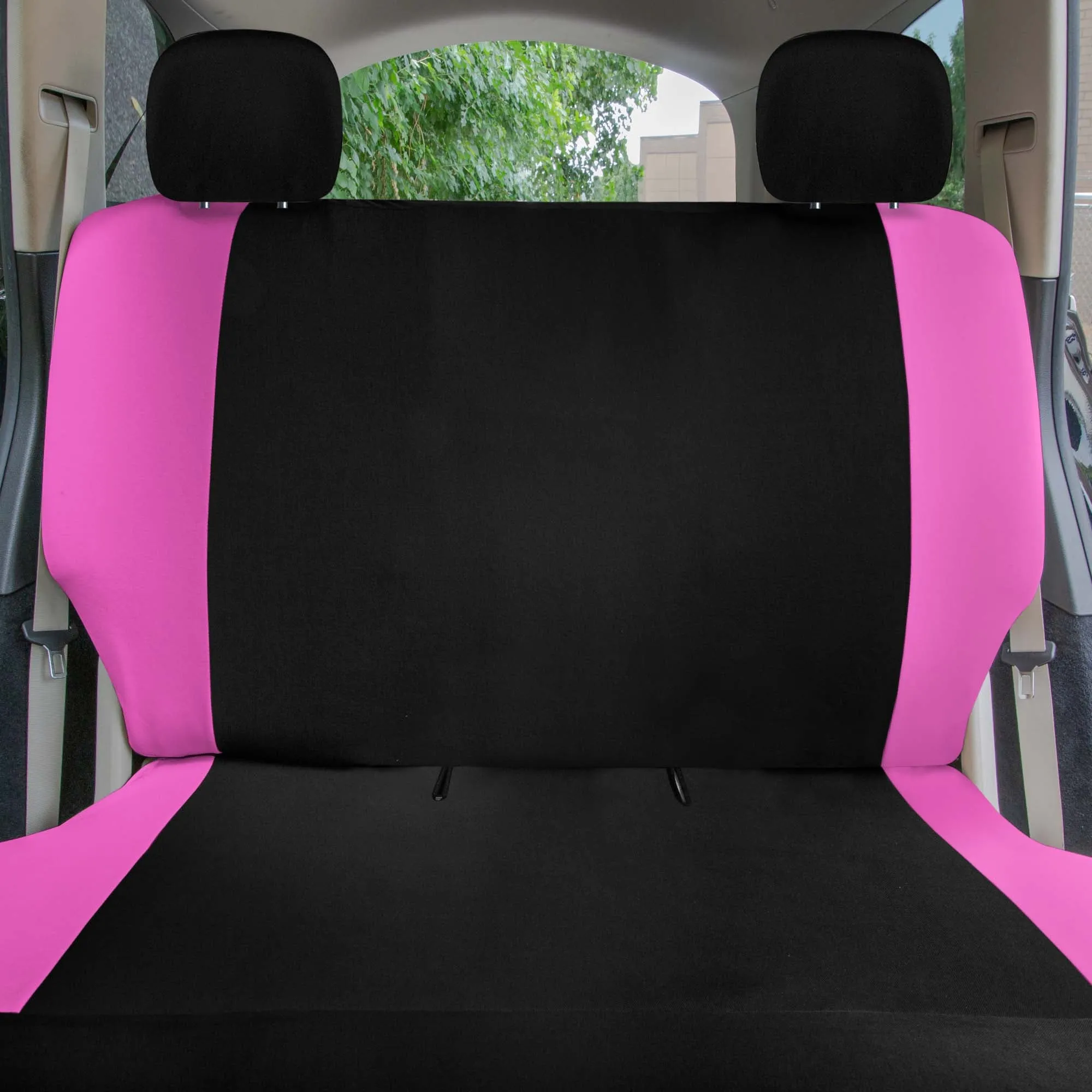 Polished and Chic Flat Cloth Car Seat Covers Full Set - Pink