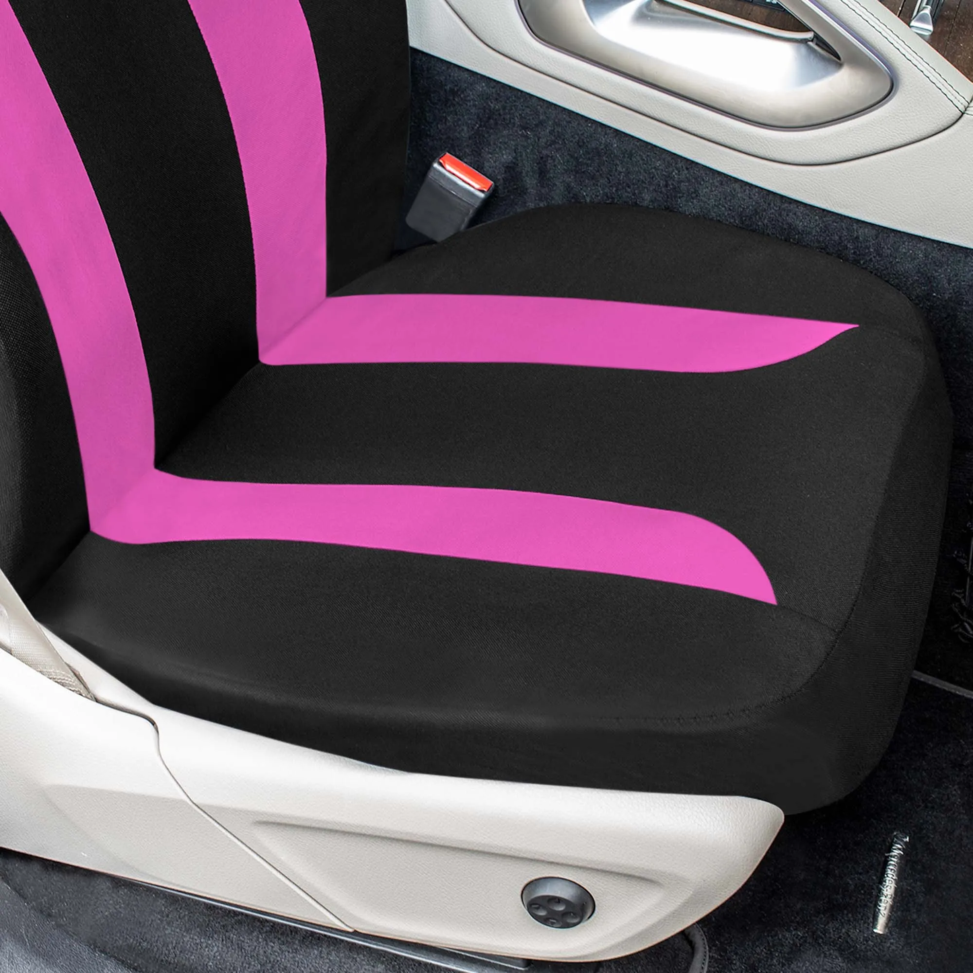 Polished and Chic Flat Cloth Car Seat Covers Full Set - Pink