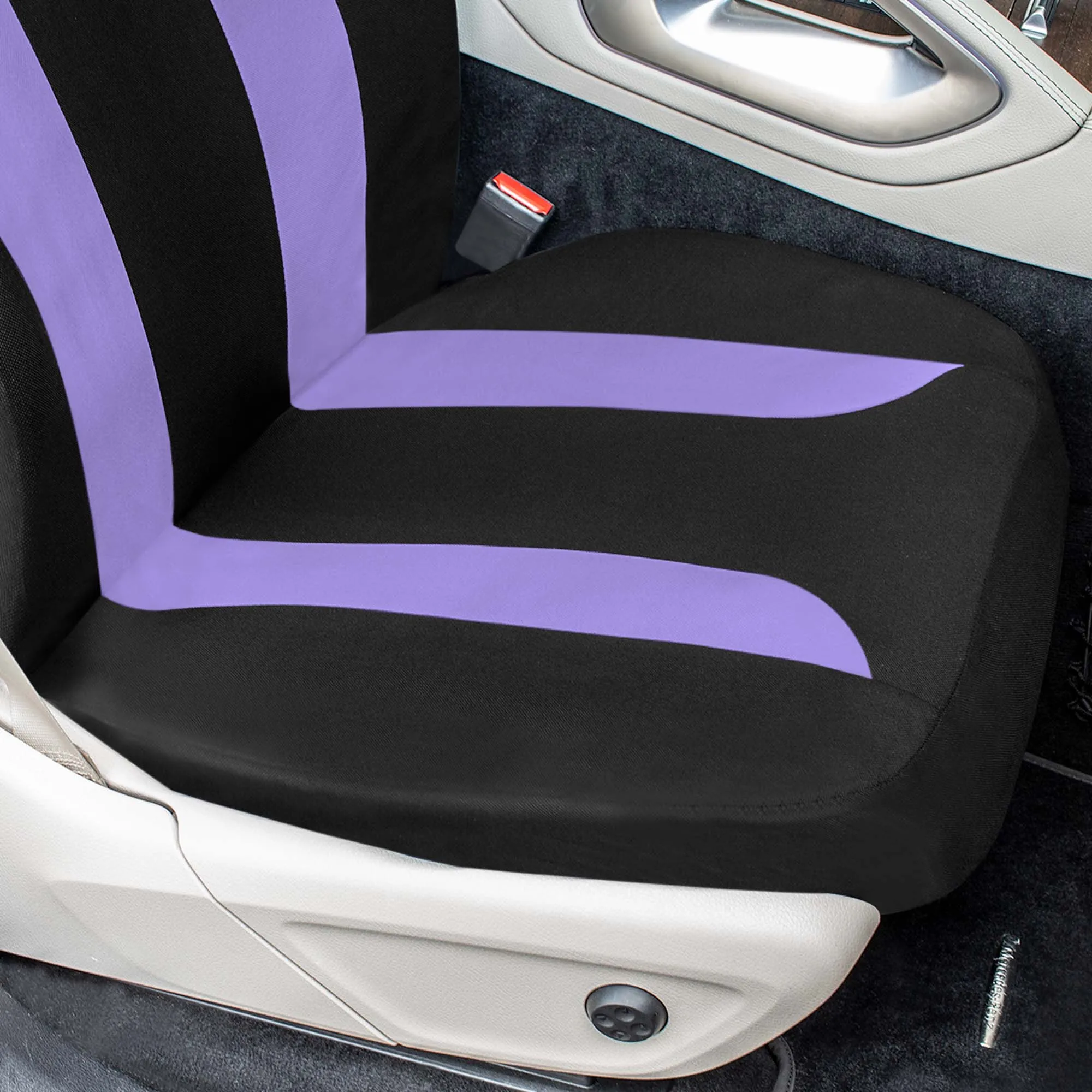 Polished and Chic Flat Cloth Car Seat Covers Full Set - Purple