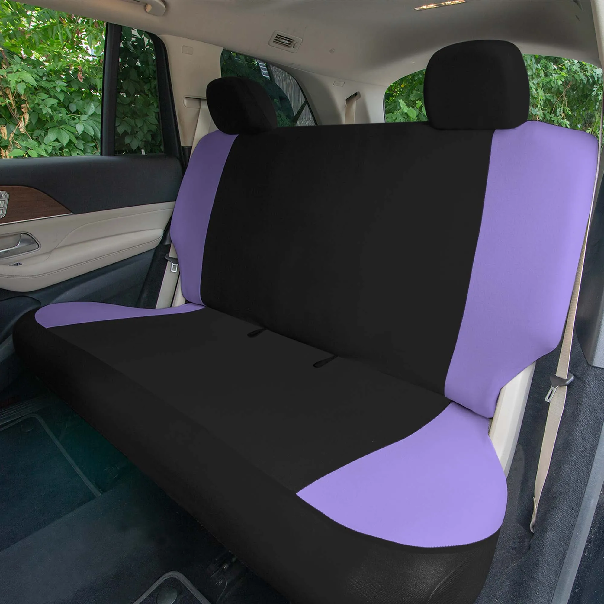 Polished and Chic Flat Cloth Car Seat Covers Full Set - Purple