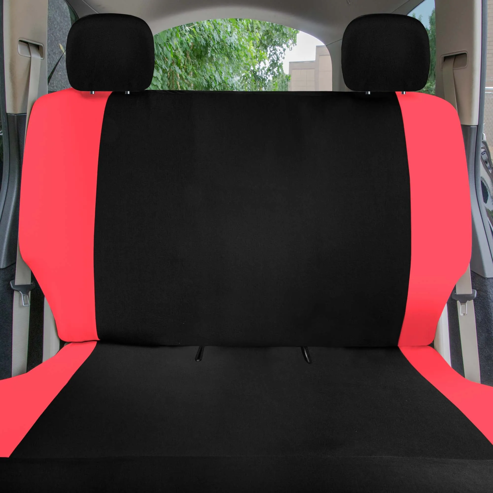 Polished and Chic Flat Cloth Car Seat Covers Full Set - Red