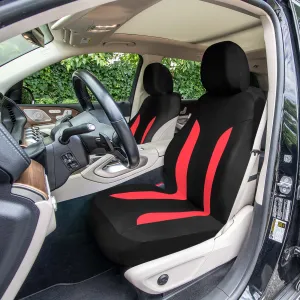 Polished and Chic Flat Cloth Car Seat Covers Full Set - Red