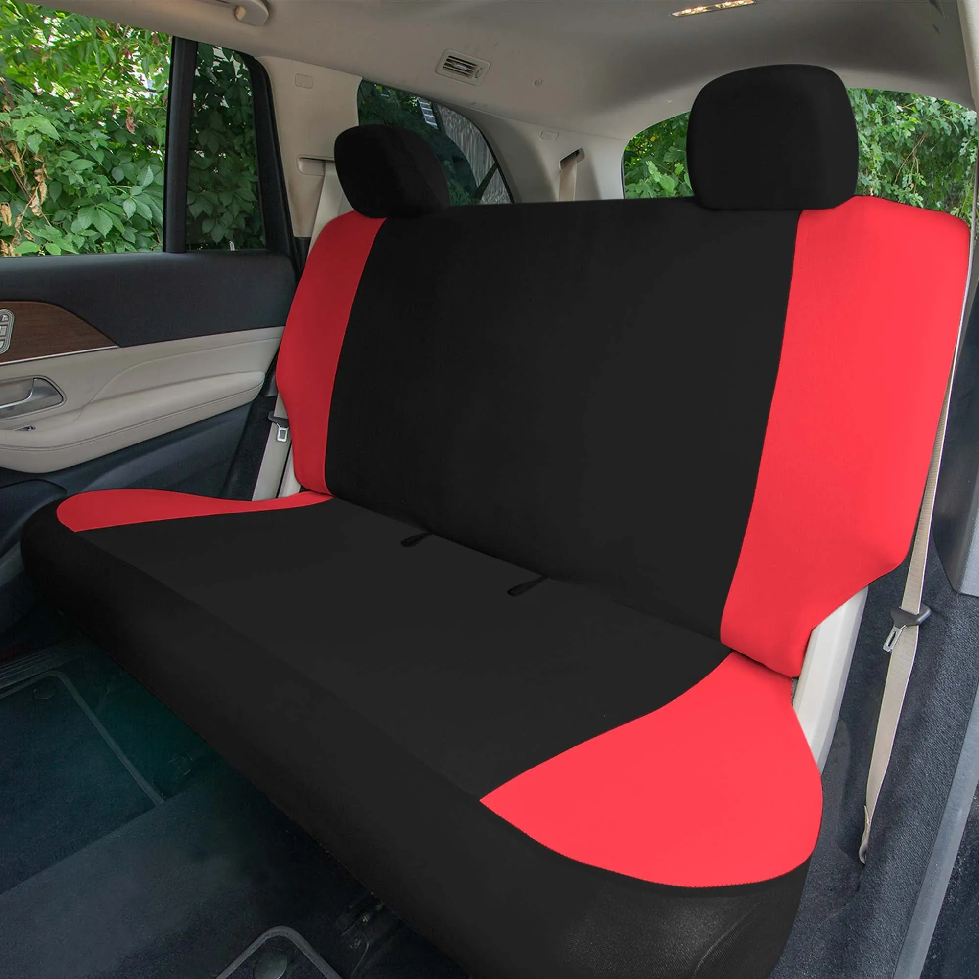 Polished and Chic Flat Cloth Car Seat Covers Full Set - Red