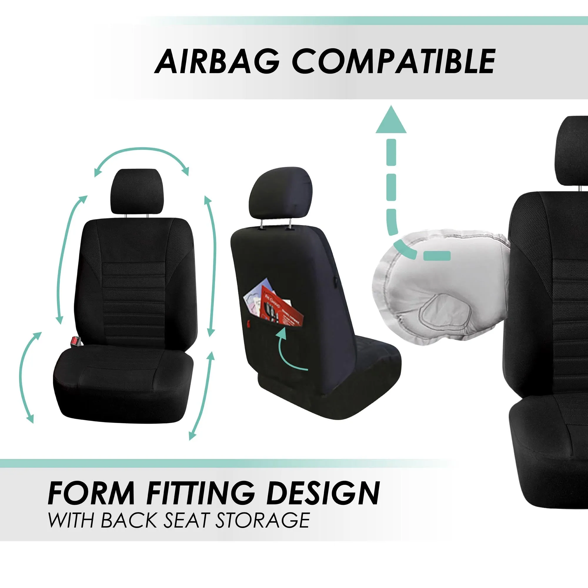 Premium 3D Air Mesh Seat Covers - Full Set Black