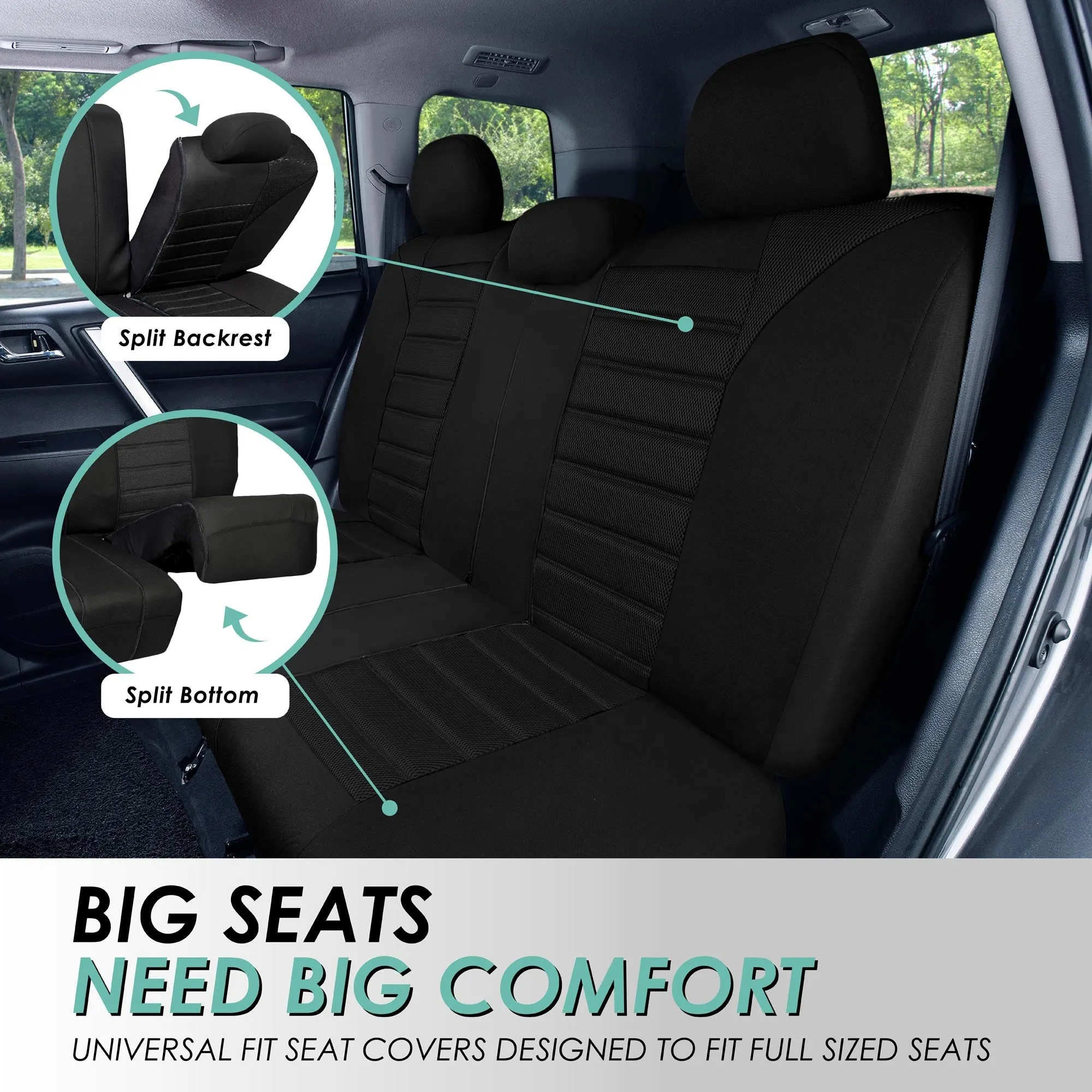 Premium 3D Air Mesh Seat Covers - Full Set Black