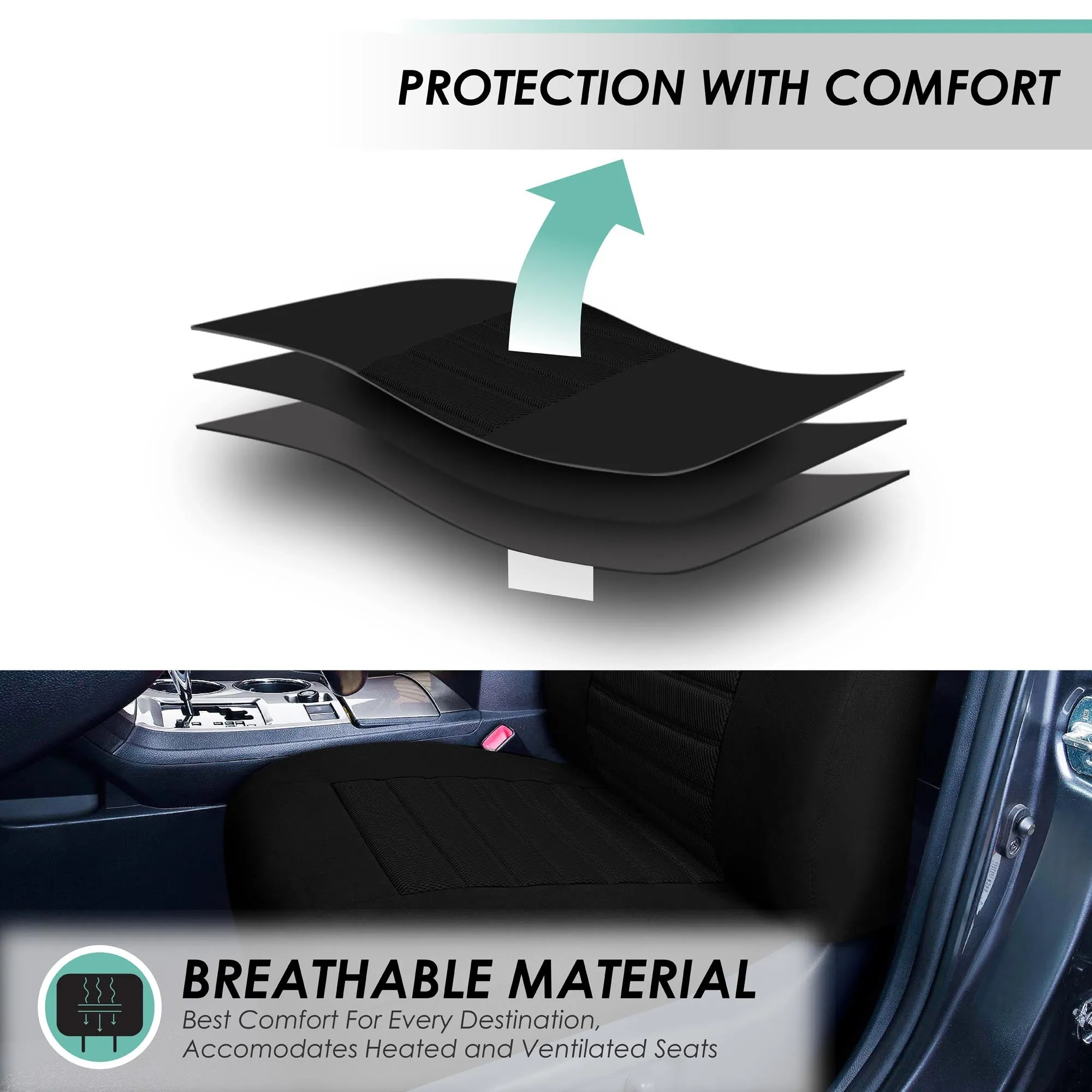 Premium 3D Air Mesh Seat Covers - Full Set Black