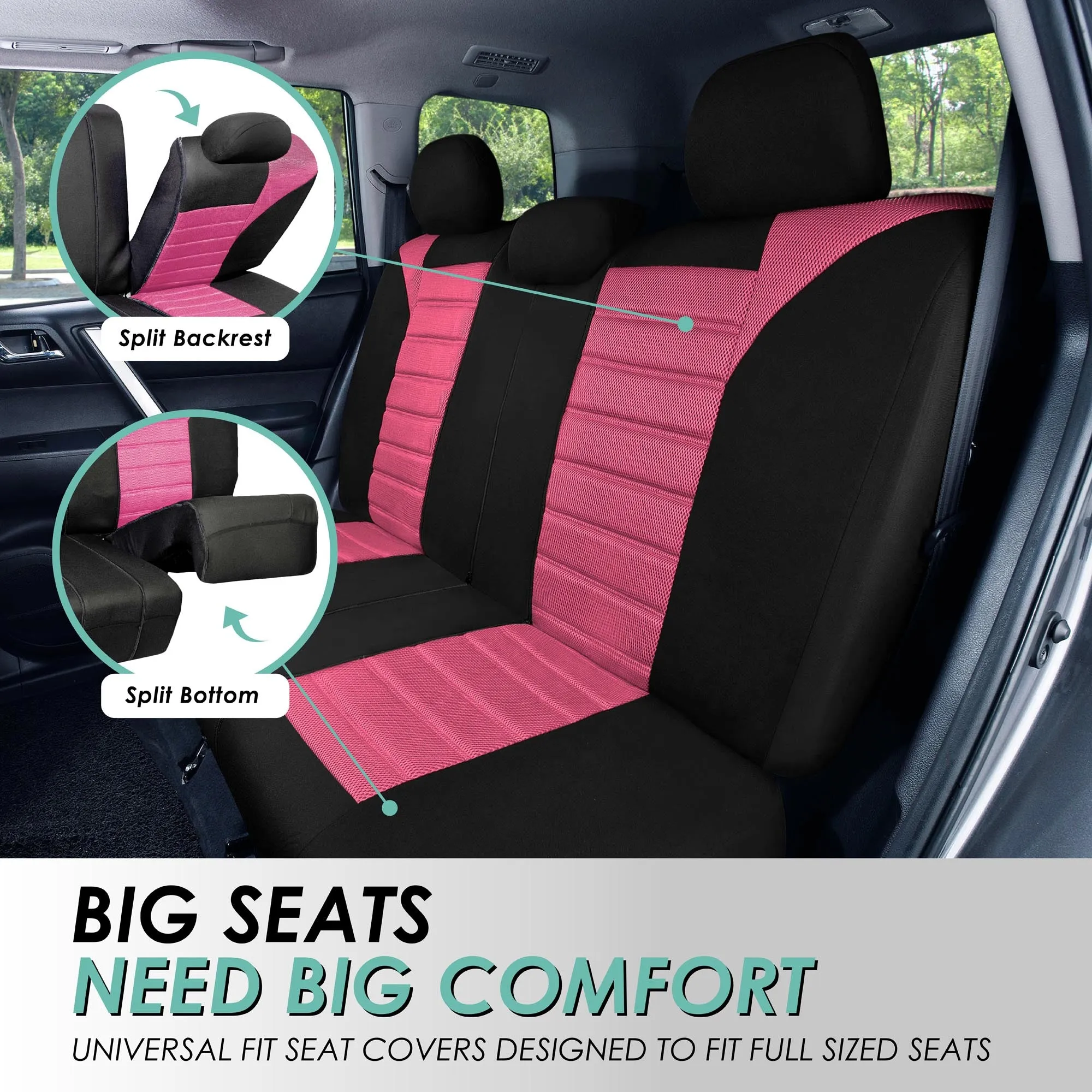 Premium 3D Air Mesh Seat Covers - Full Set Pink