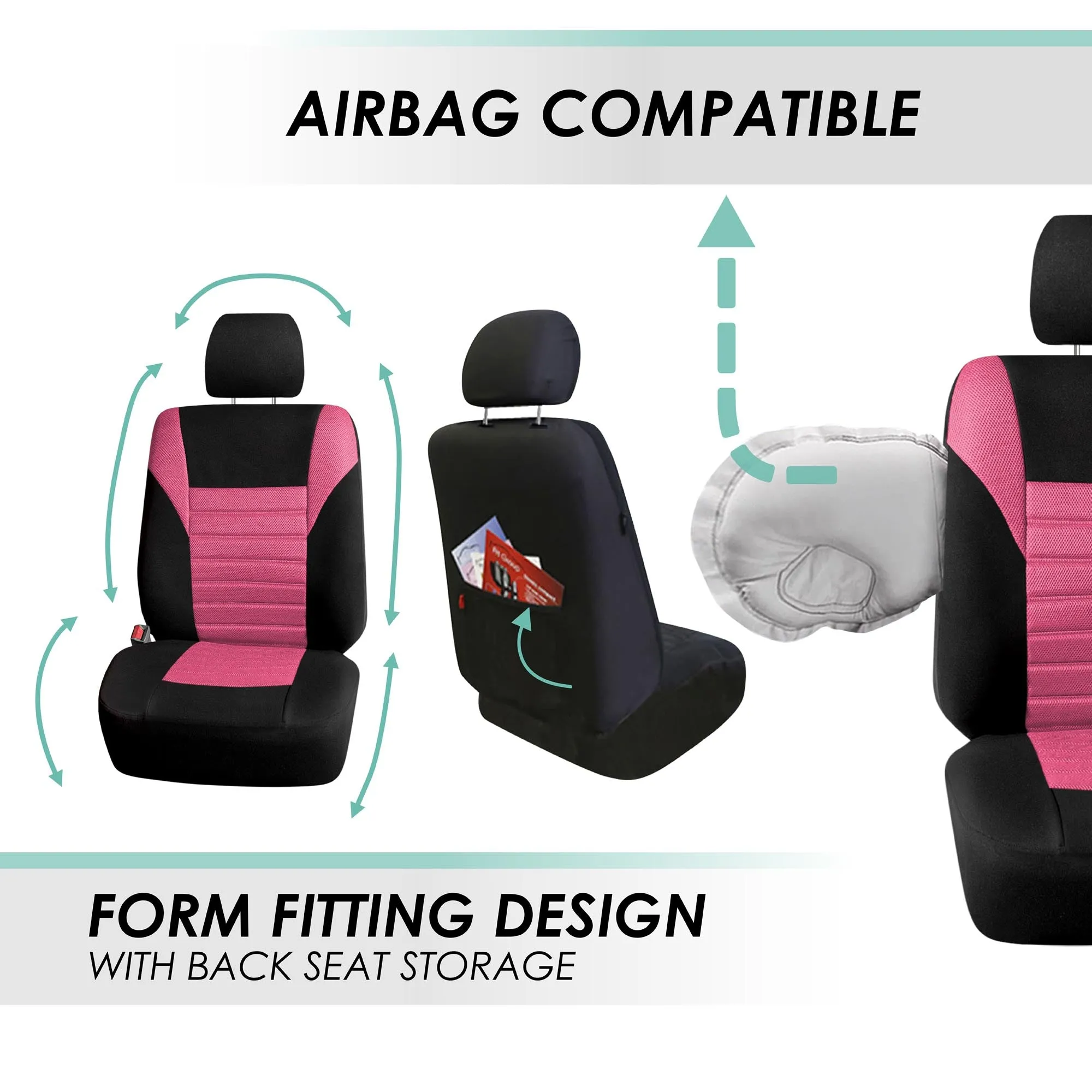Premium 3D Air Mesh Seat Covers - Full Set Pink