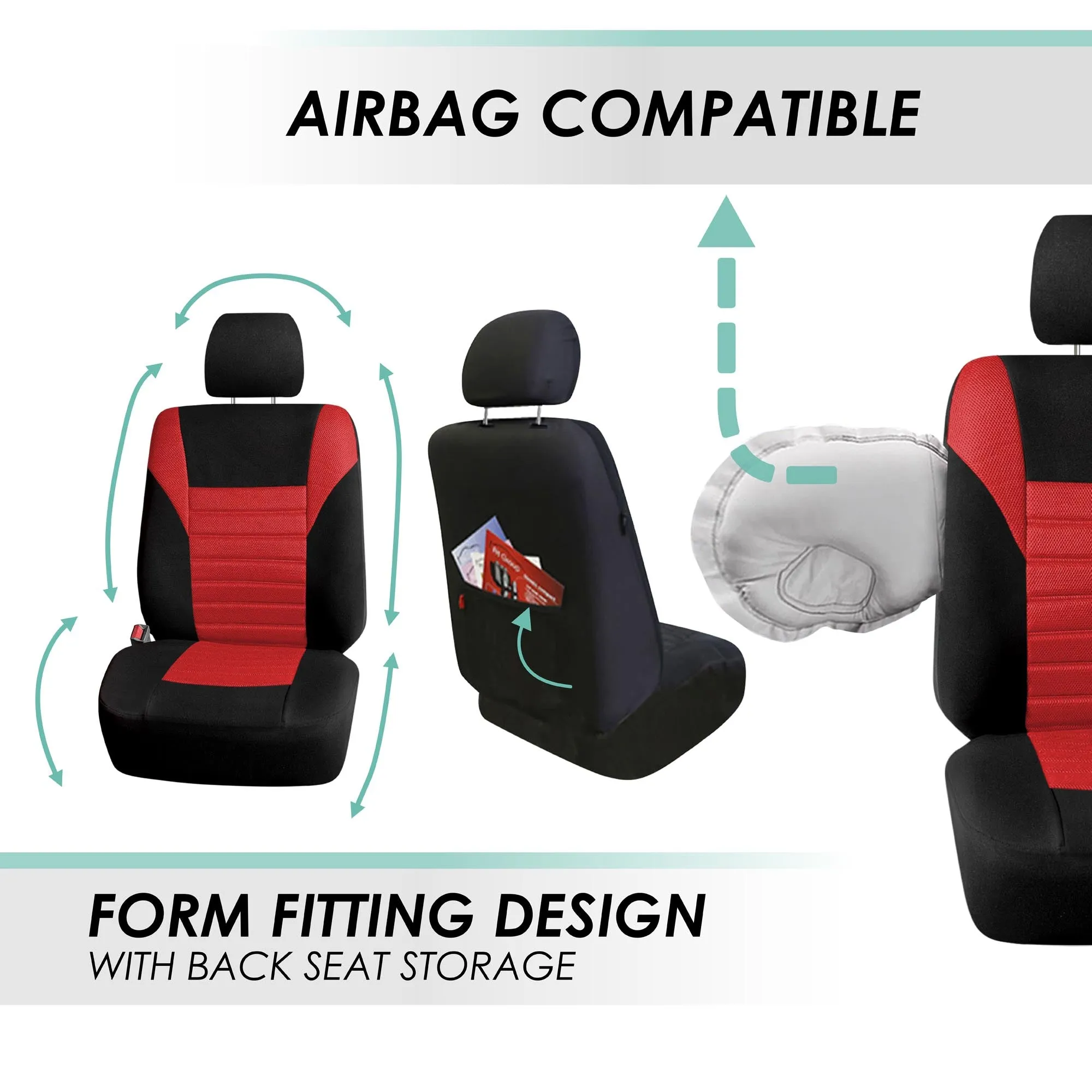 Premium 3D Air Mesh Seat Covers - Full Set Red