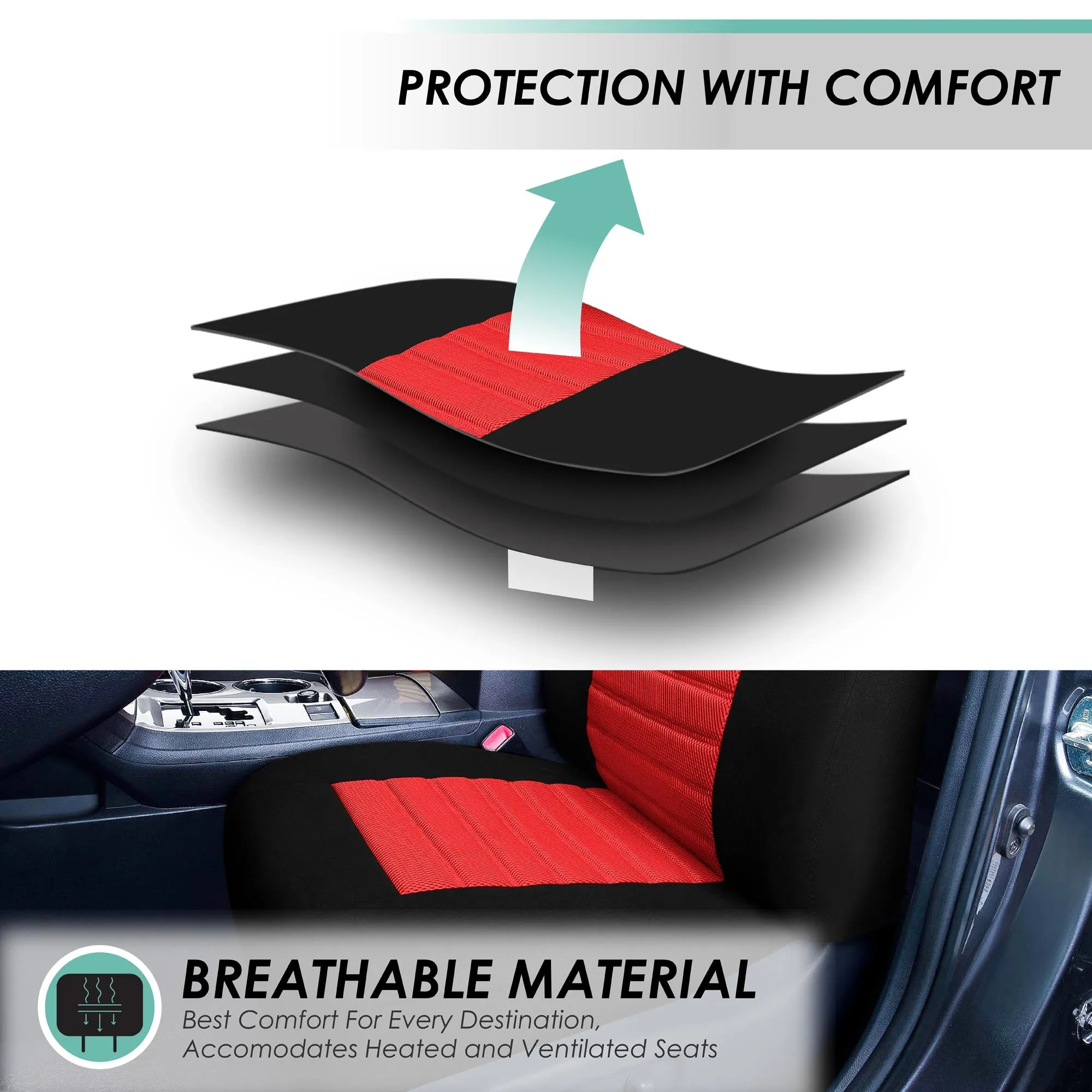 Premium 3D Air Mesh Seat Covers - Full Set Red