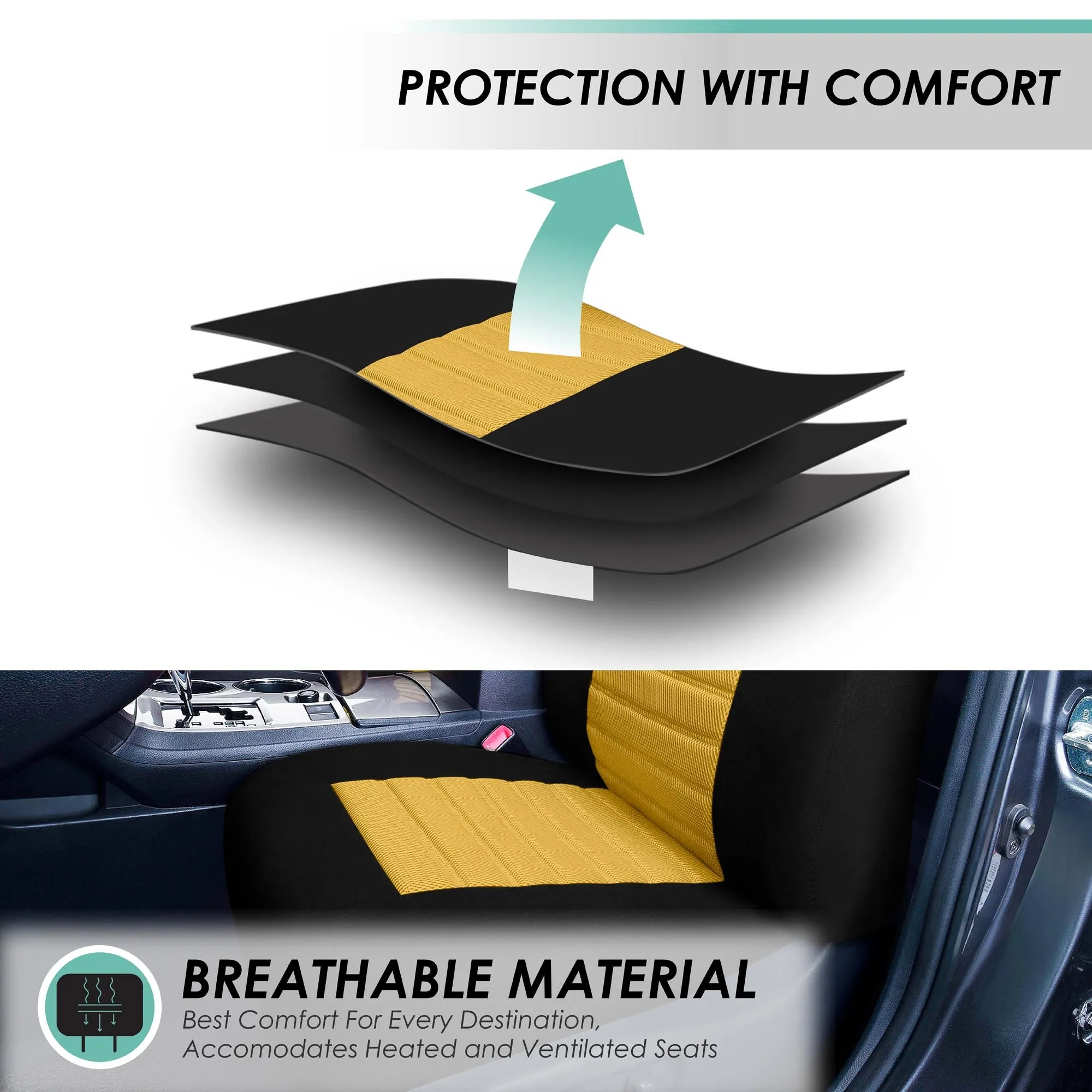Premium 3D Air Mesh Seat Covers - Full Set Yellow