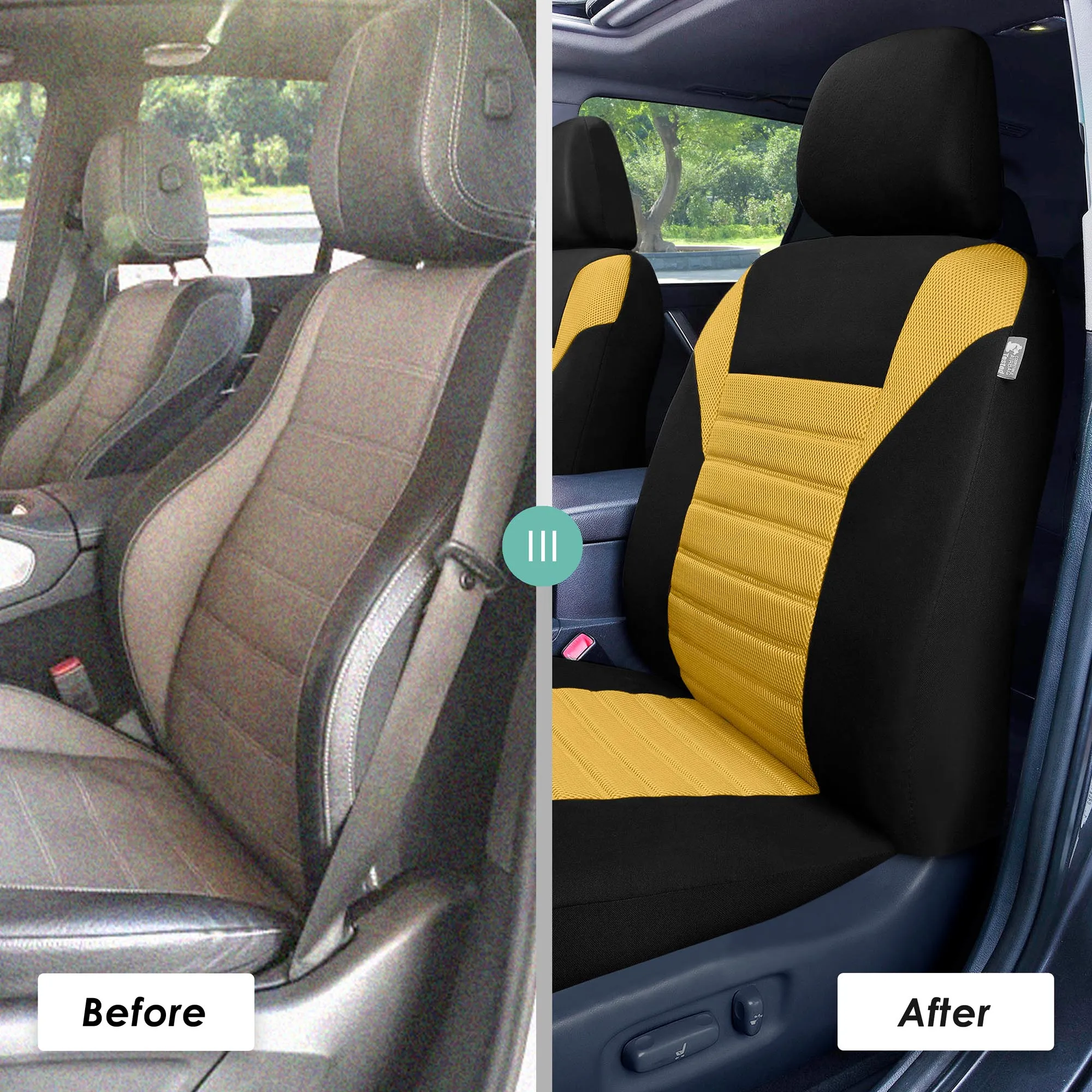 Premium 3D Air Mesh Seat Covers - Full Set Yellow