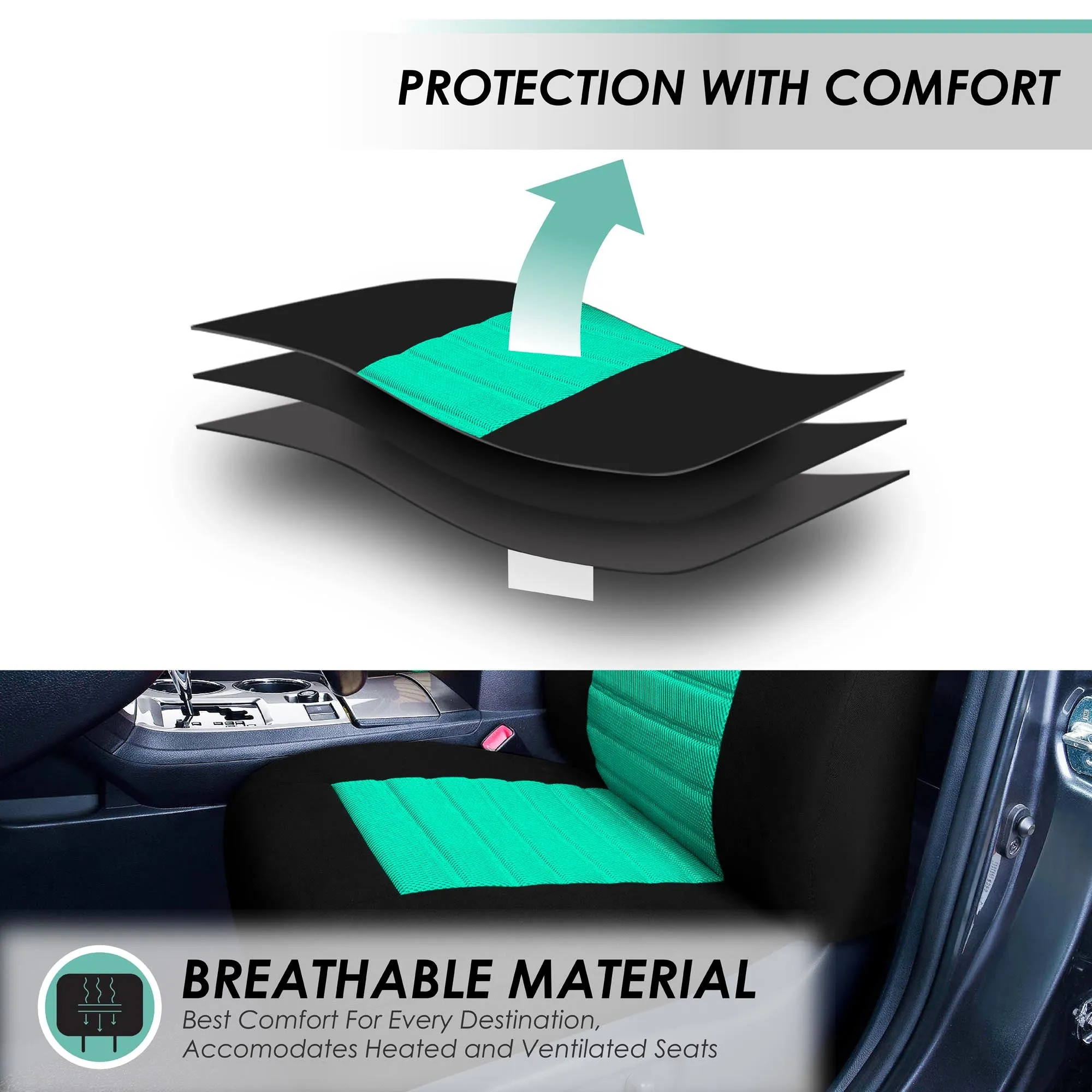 Premium 3D Air Mesh Seat Covers - Rear Mint