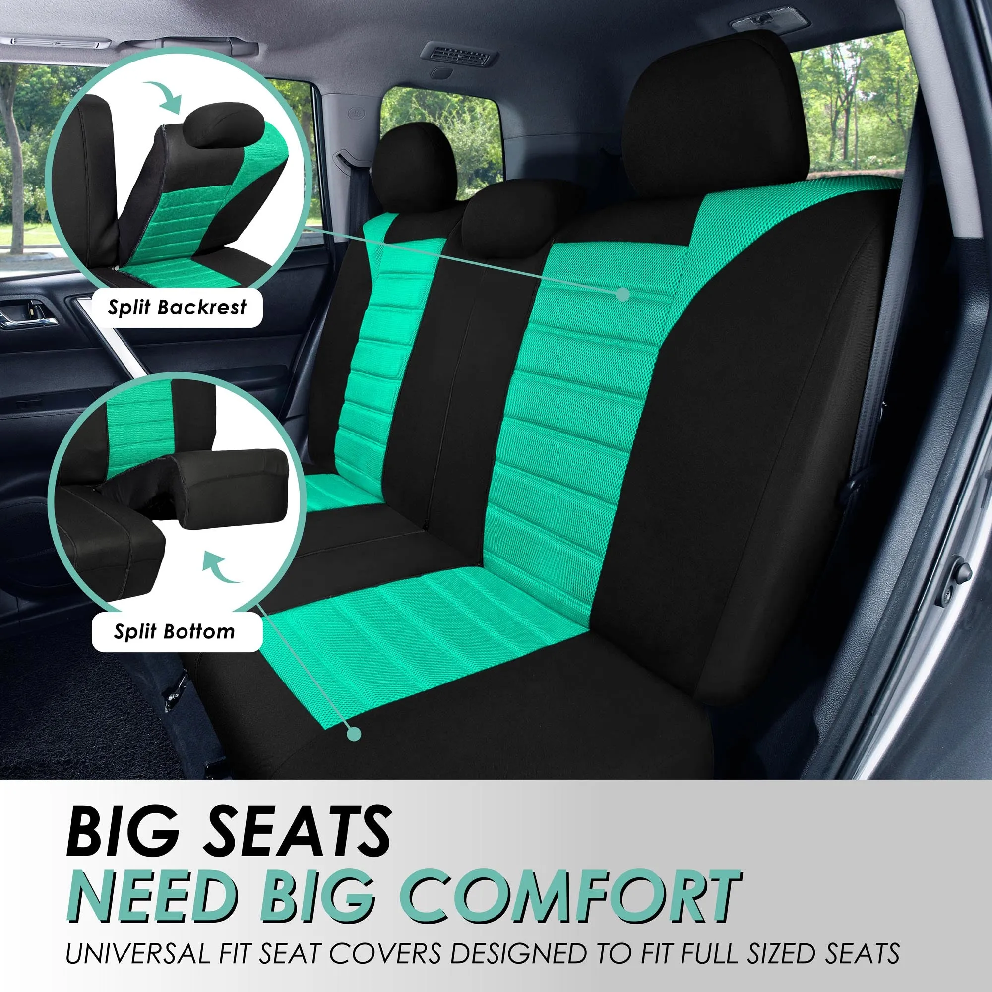 Premium 3D Air Mesh Seat Covers - Rear Mint