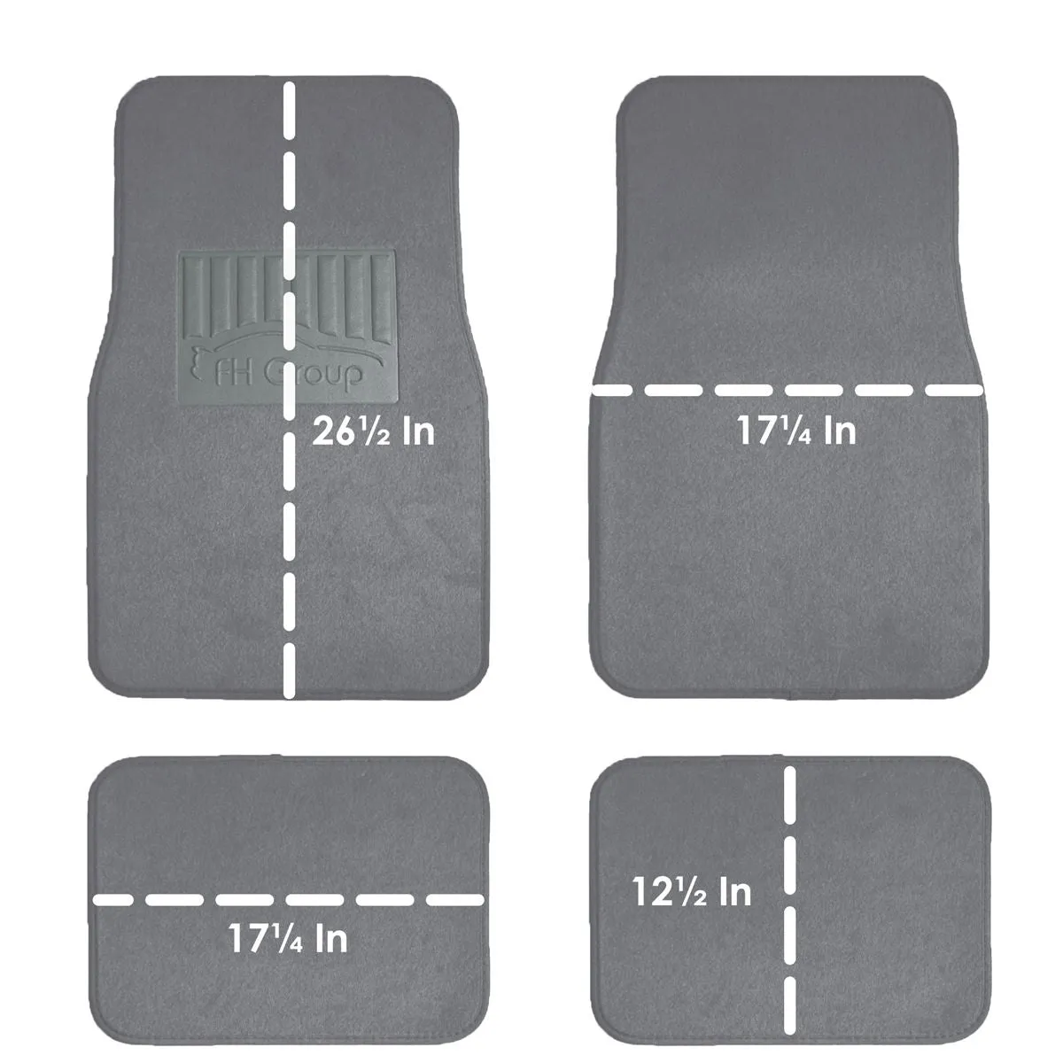 Premium Non-Slip Carpet Floor Mats with Heel Pad - Full Set Gray