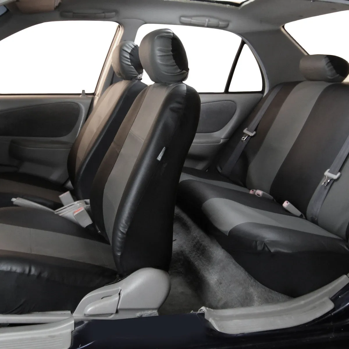 Premium PU Leather 3 Row 8 Seater - Gray / Black Seat Covers