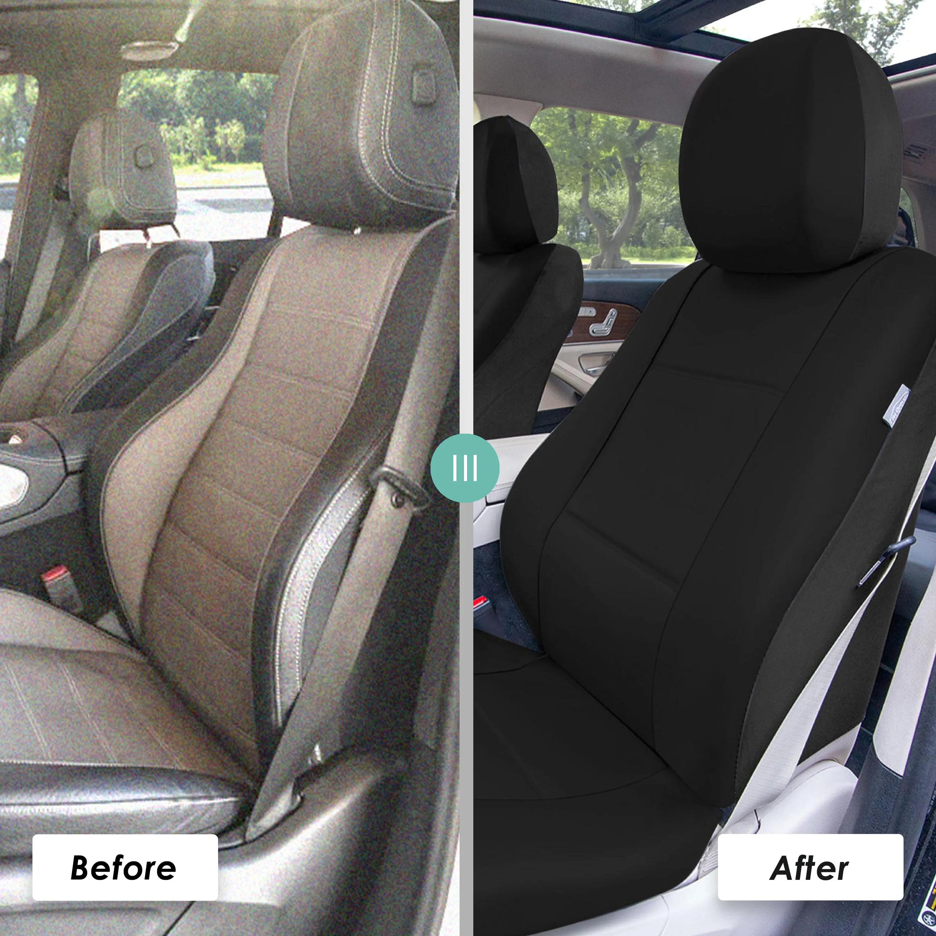 Premium PU Leather Seat Covers - Rear Black