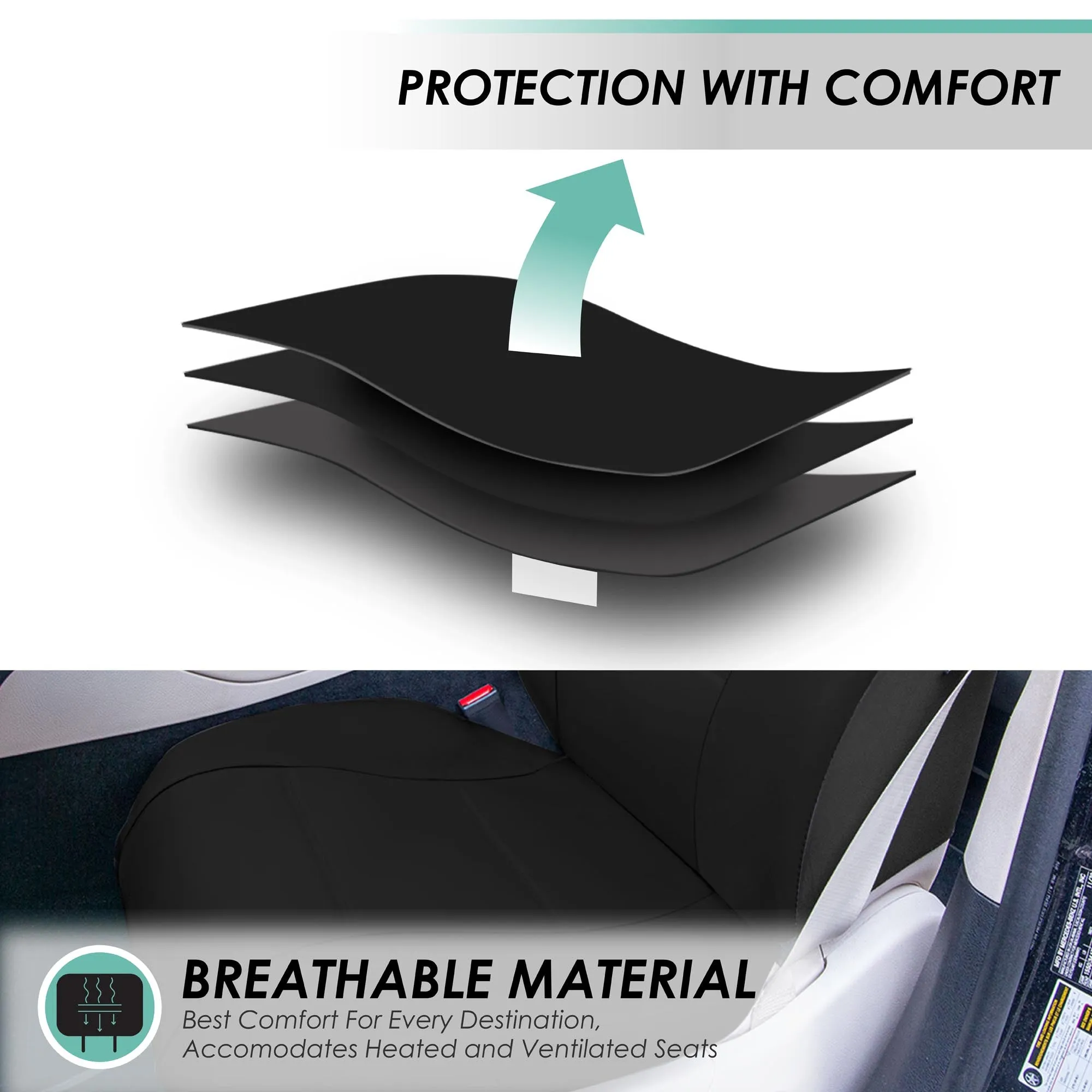 Premium PU Leather Seat Covers - Rear Black