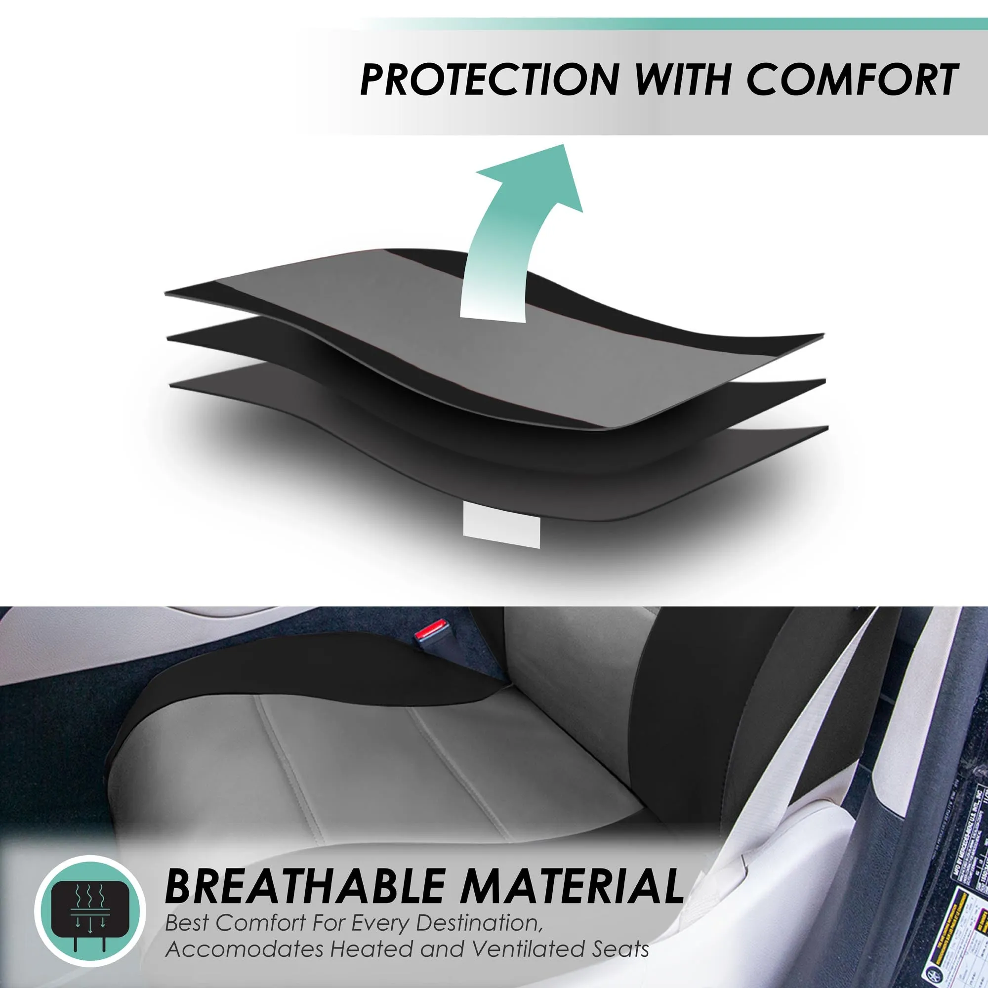 Premium PU Leather Seat Covers - Rear Gray / Black