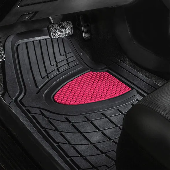 Premium Tall Channel Trimmable Non-Slip Rubber Floor Mats - Full Set Pink