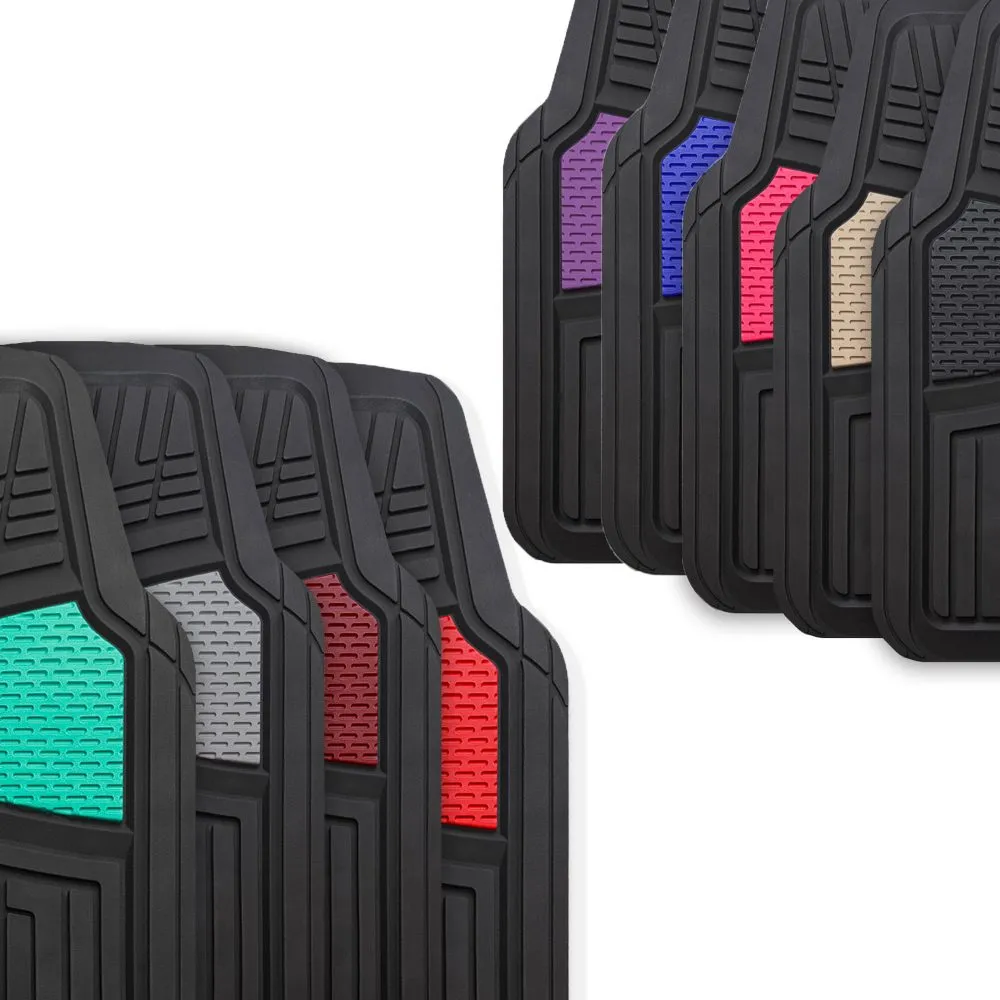 Premium Tall Channel Trimmable Non-Slip Rubber Floor Mats - Full Set Purple