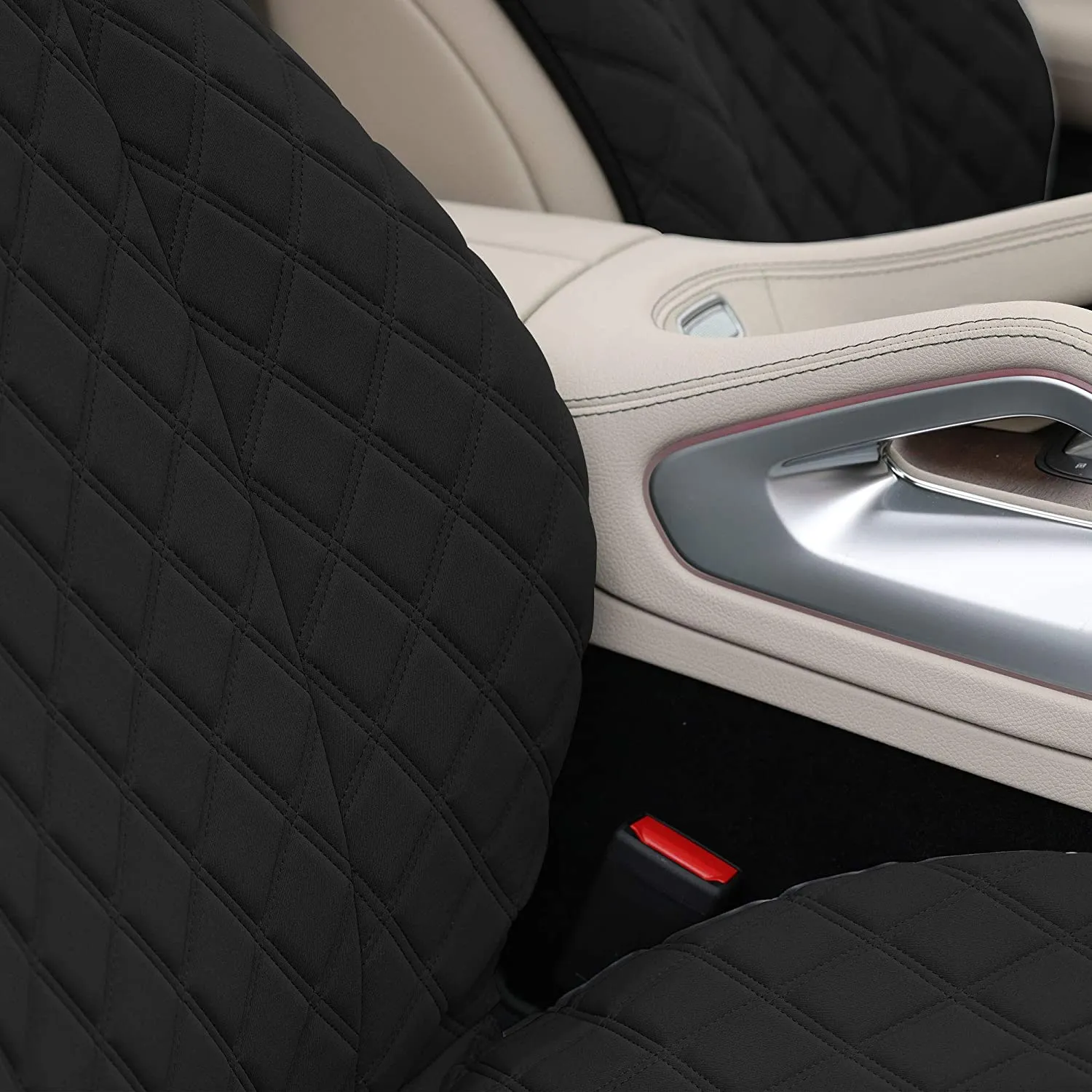 Prestige79 Neosupreme Diamond Stitch Car Seat Covers - Front Set Black