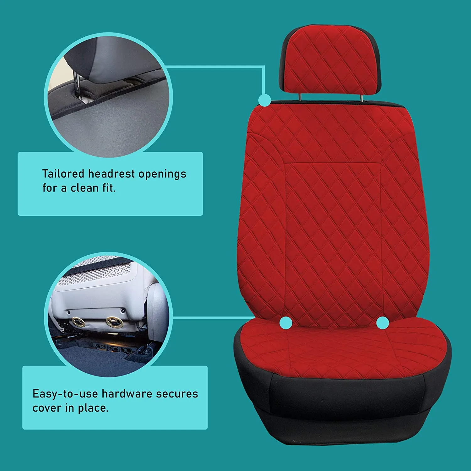 Prestige79 Neosupreme Diamond Stitch Car Seat Covers - Front Set Black