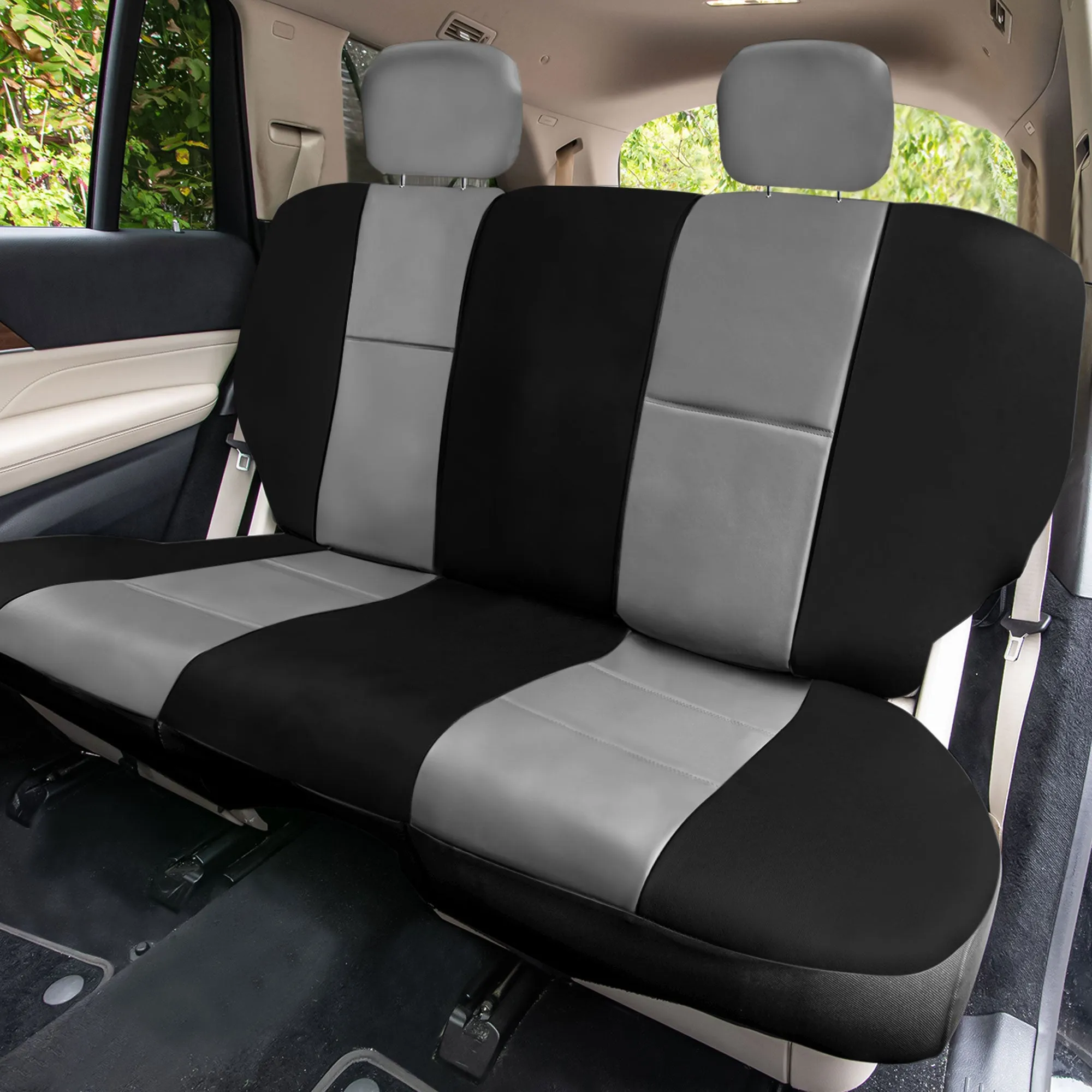 PU Leather Rear Seat Covers Gray / Black