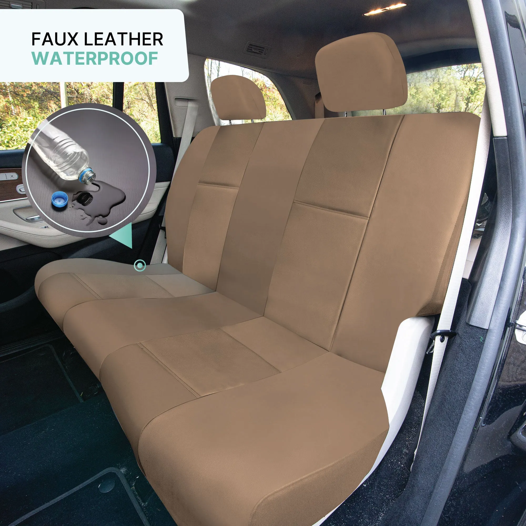 PU Leather Rear Seat Covers Tan
