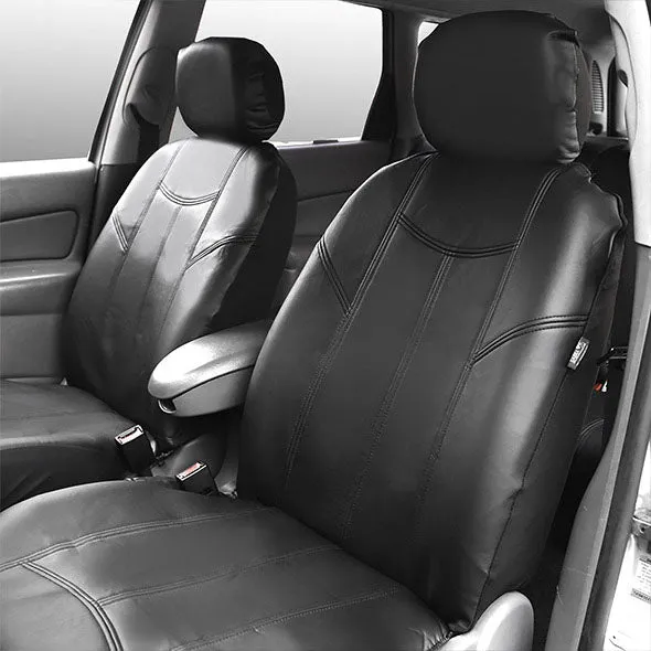 PU Leather Rome Seat Covers - Front Set Black