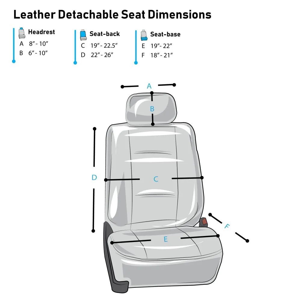 PU Leather Rome Seat Covers - Front Set Black