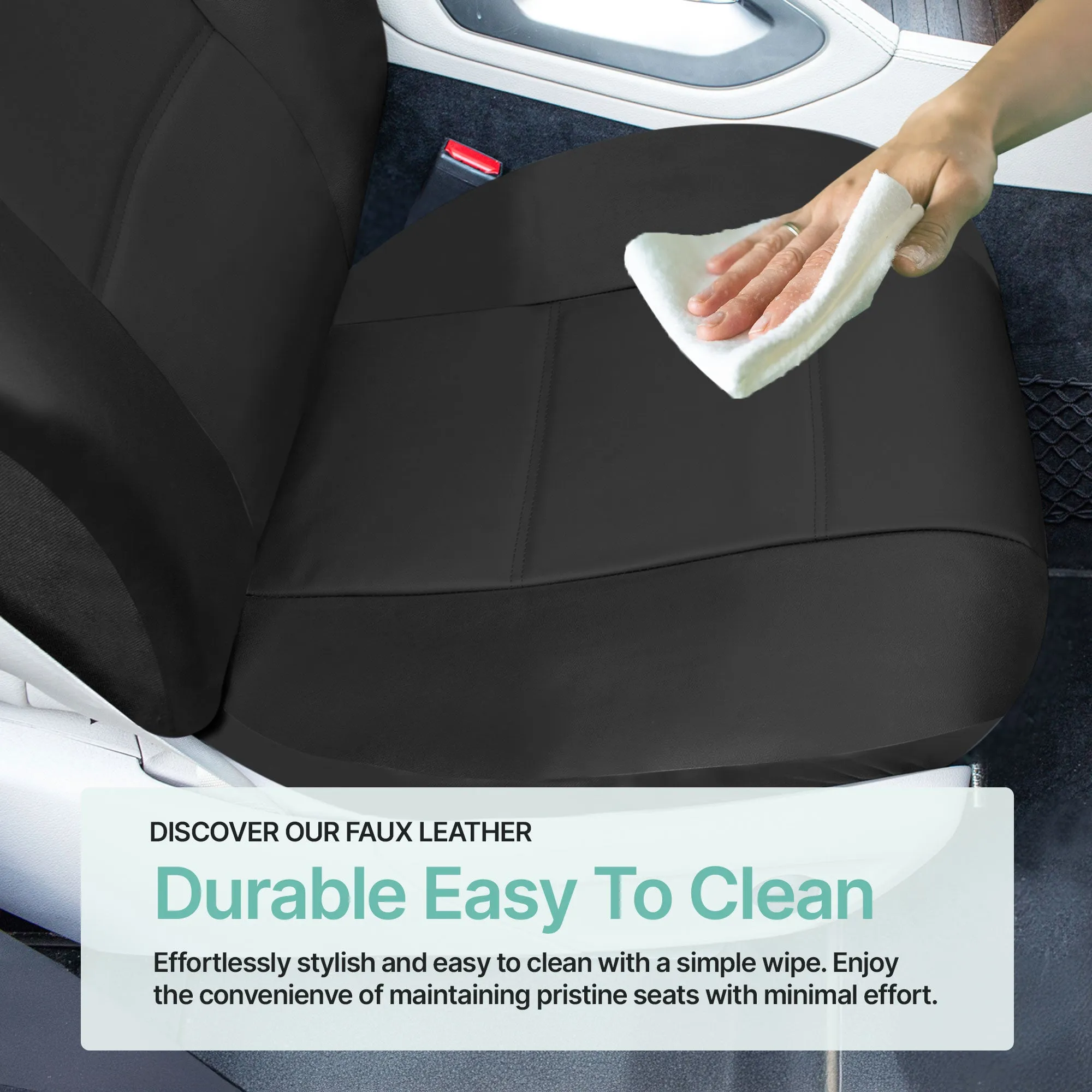 PU Leather Seat Covers - Front Set Black