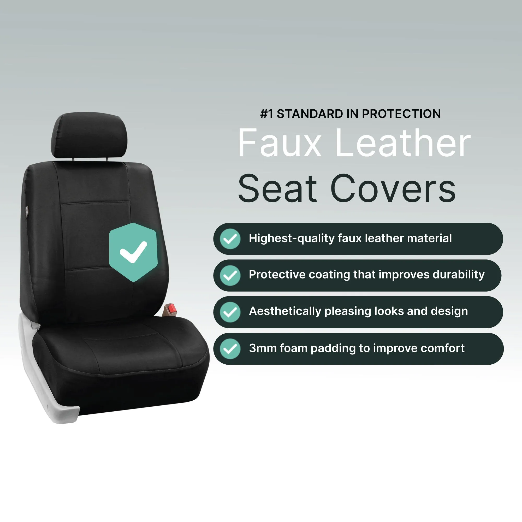 PU Leather Seat Covers - Front Set Black