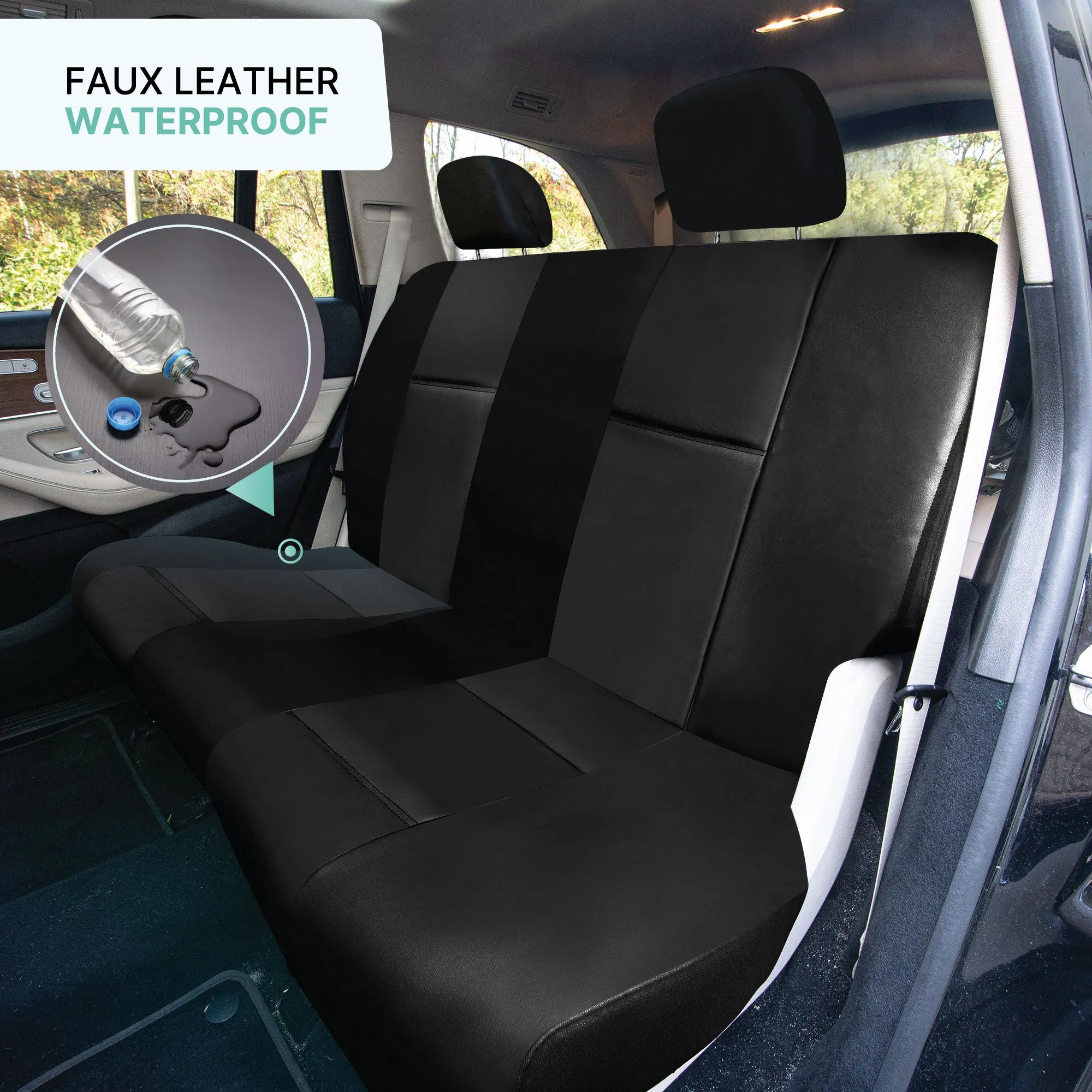 PU Leather Seat Covers - Full Set Black