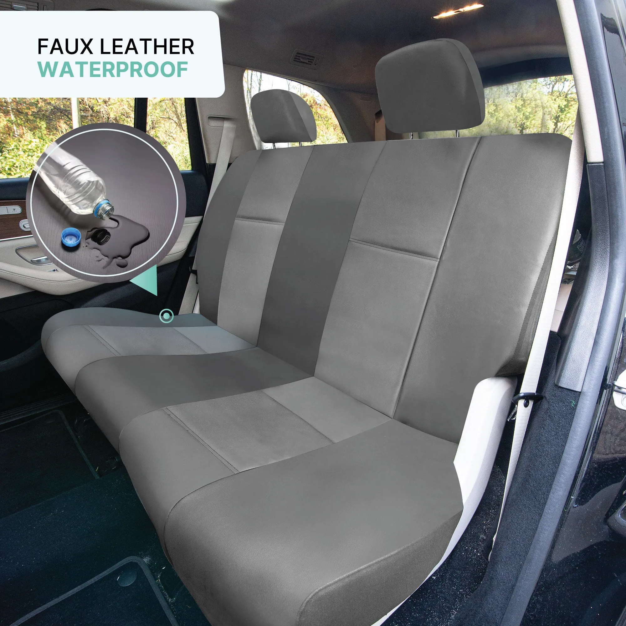 PU Leather Seat Covers - Full Set Gray
