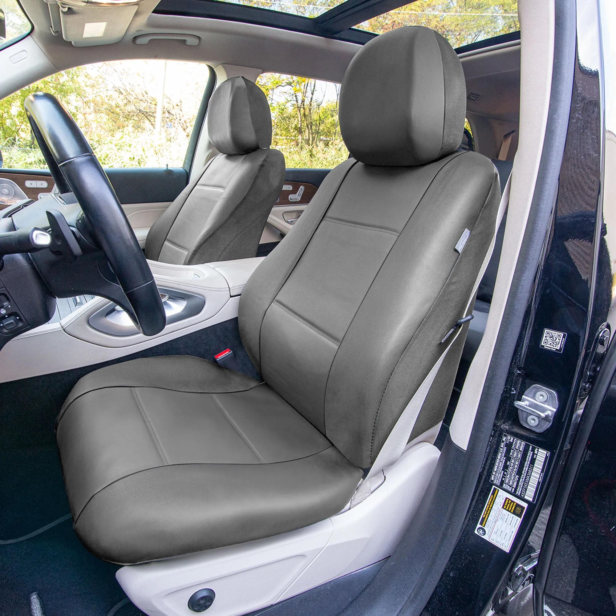 PU Leather Seat Covers - Full Set Gray