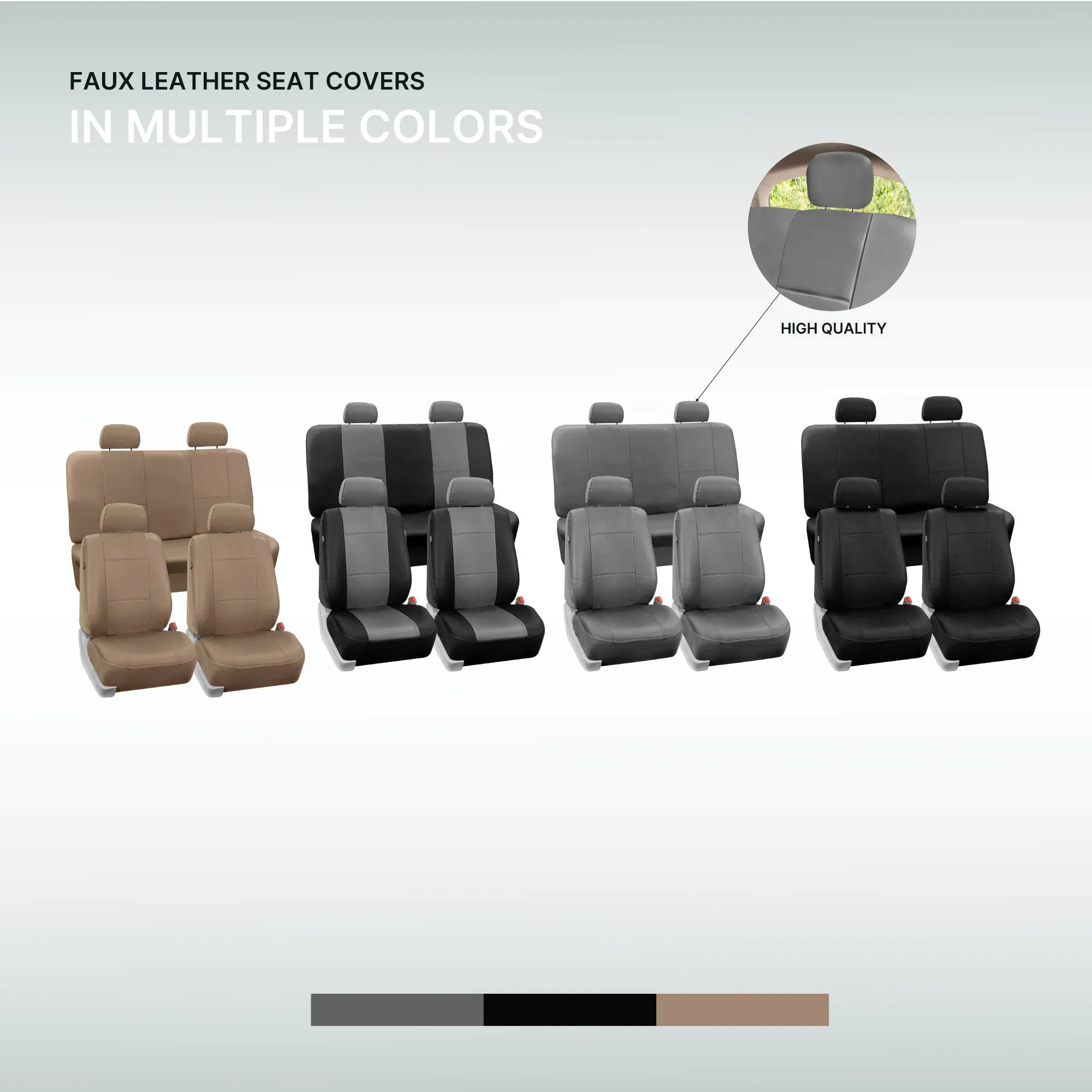 PU Leather Seat Covers - Full Set Gray