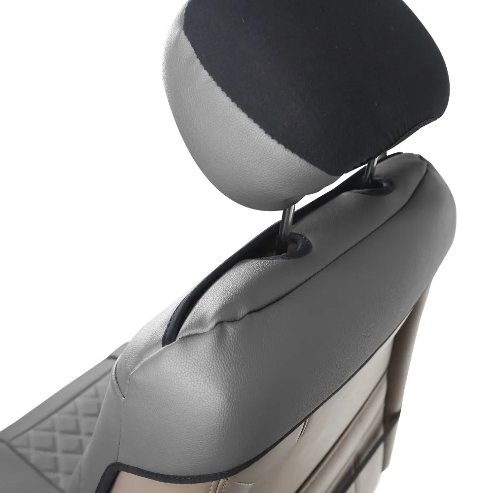 Quality Faux Leather Diamond Pattern Car Seat Cushions - Front Set Gray / Black
